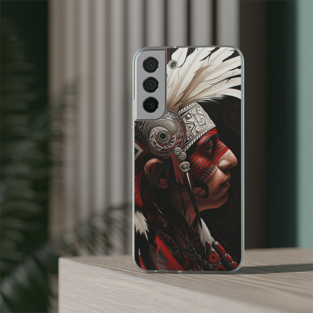 Aztec Warrior King – Flexi Phone Case (iPhone & Samsung • Clear TPU • Made in USA • Personalized Option)