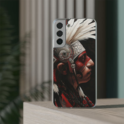 Aztec Warrior King – Flexi Phone Case (iPhone & Samsung • Clear TPU • Made in USA • Personalized Option)