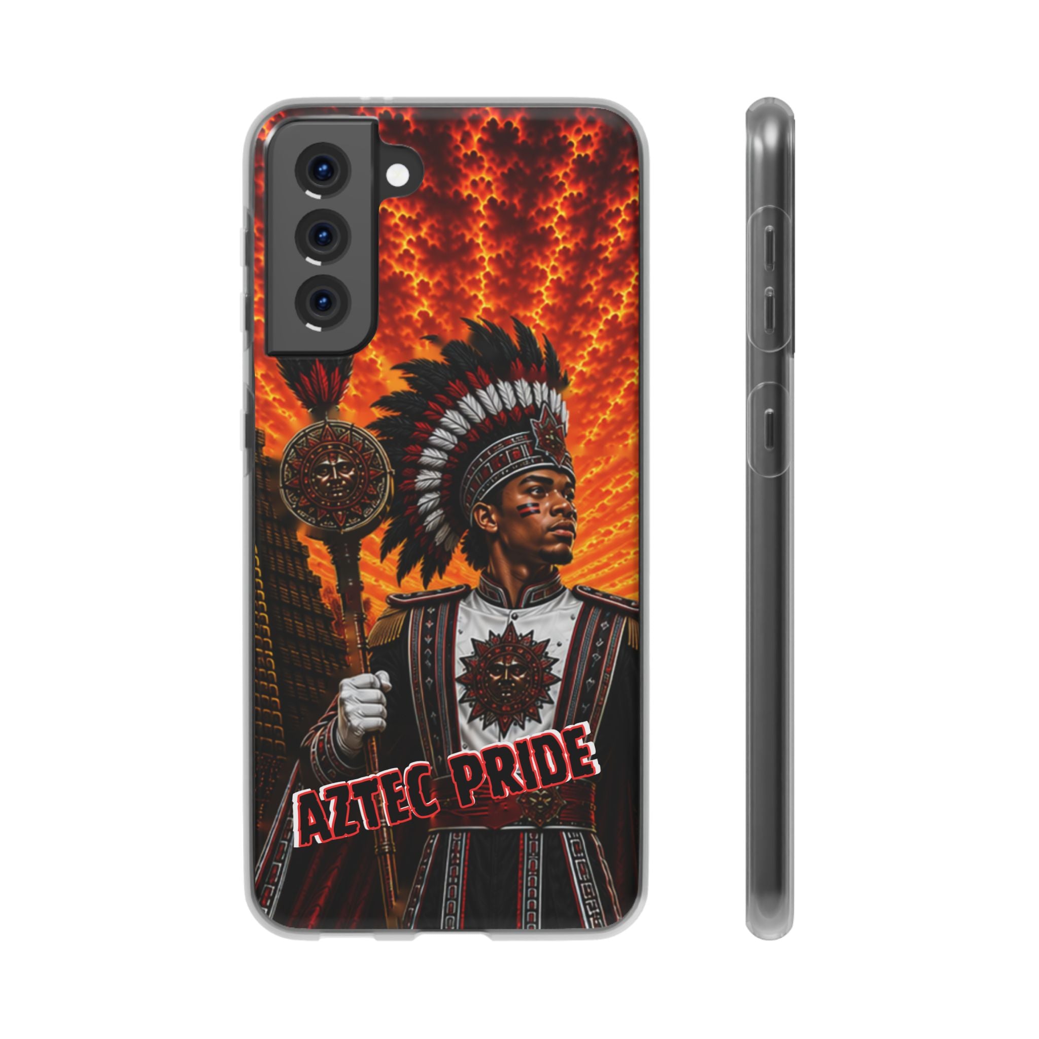 Aztec Drum Major Warrior – Flexi Phone Case (iPhone & Samsung • Clear TPU • Made & Shipped in the USA • 🚚 FREE USA Shipping • Personalized Option)