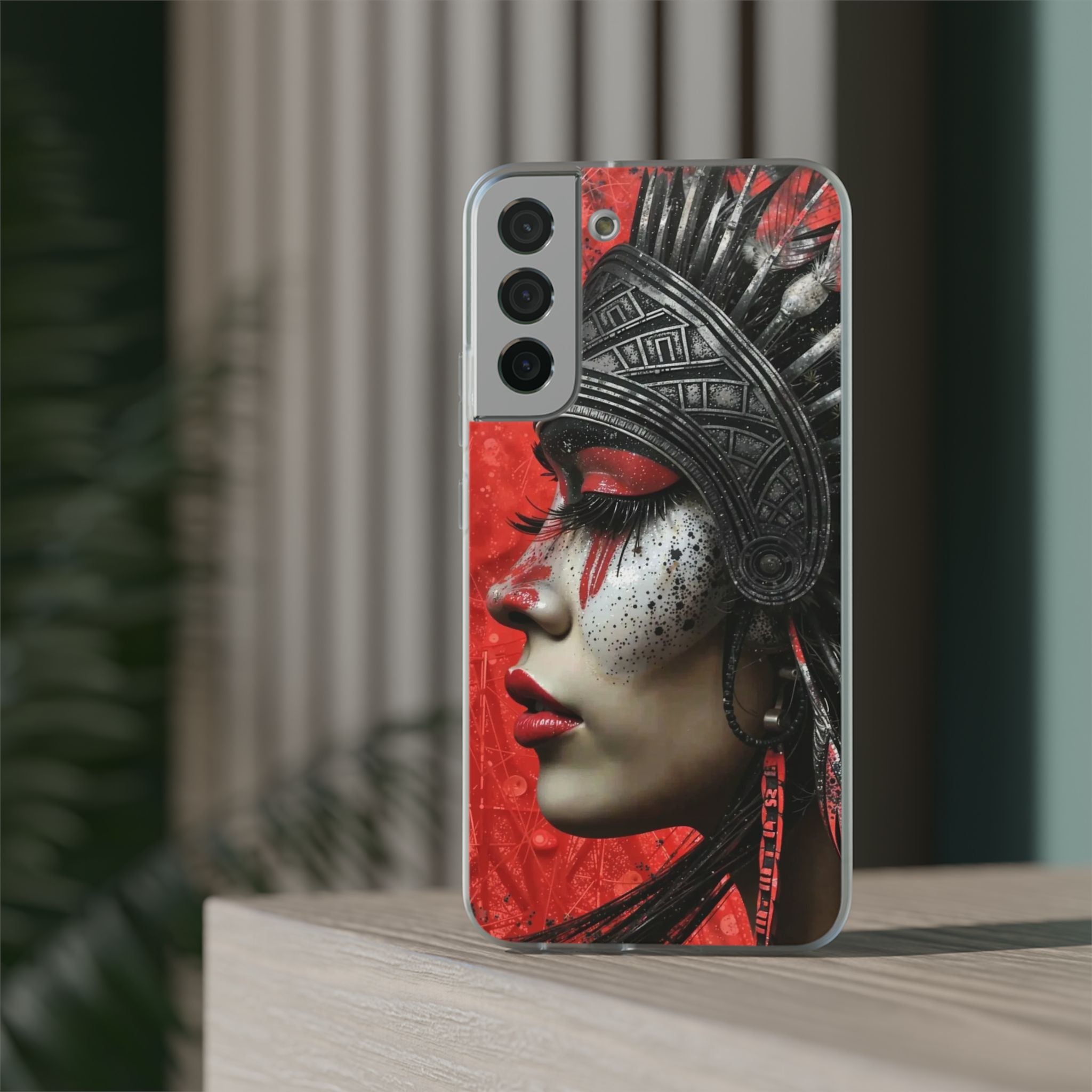 Aztec Fearless Goddess – Flexi Phone Case (iPhone & Samsung • Clear TPU • Made in USA • Personalized Option)
