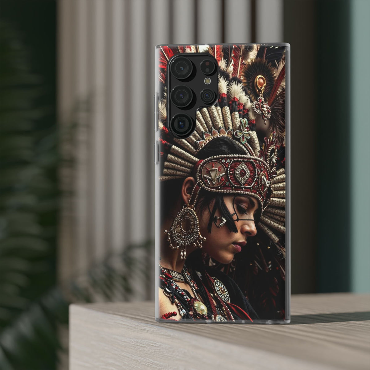 Aztec Goddess Spirit – Flexi Phone Case (iPhone & Samsung • Clear TPU • Made in USA • Personalized Option)