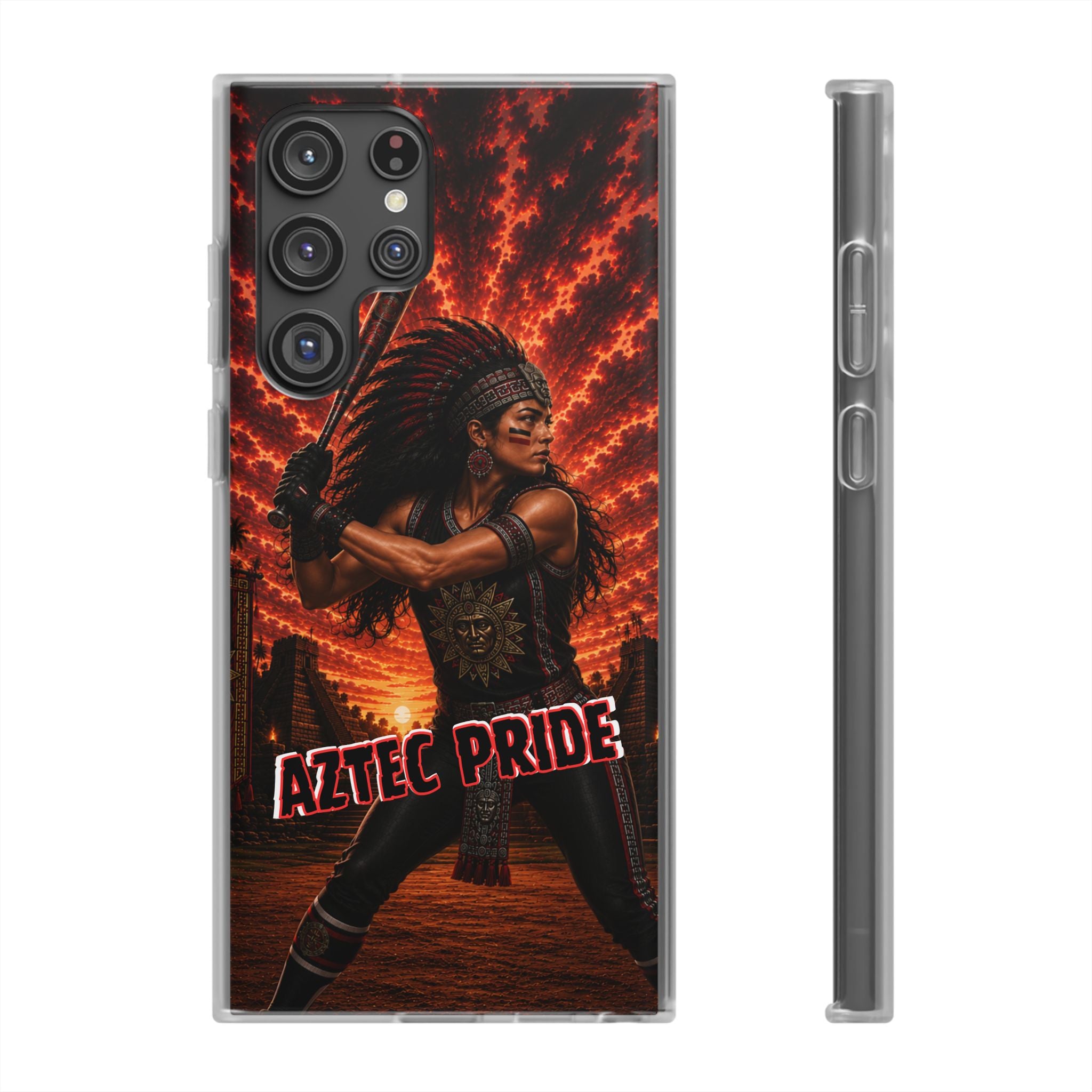Aztec Softball Warrior – Flexi Phone Case (iPhone & Samsung • Clear TPU • Made & Shipped in the USA • 🚚 FREE USA Shipping • Personalized Option)