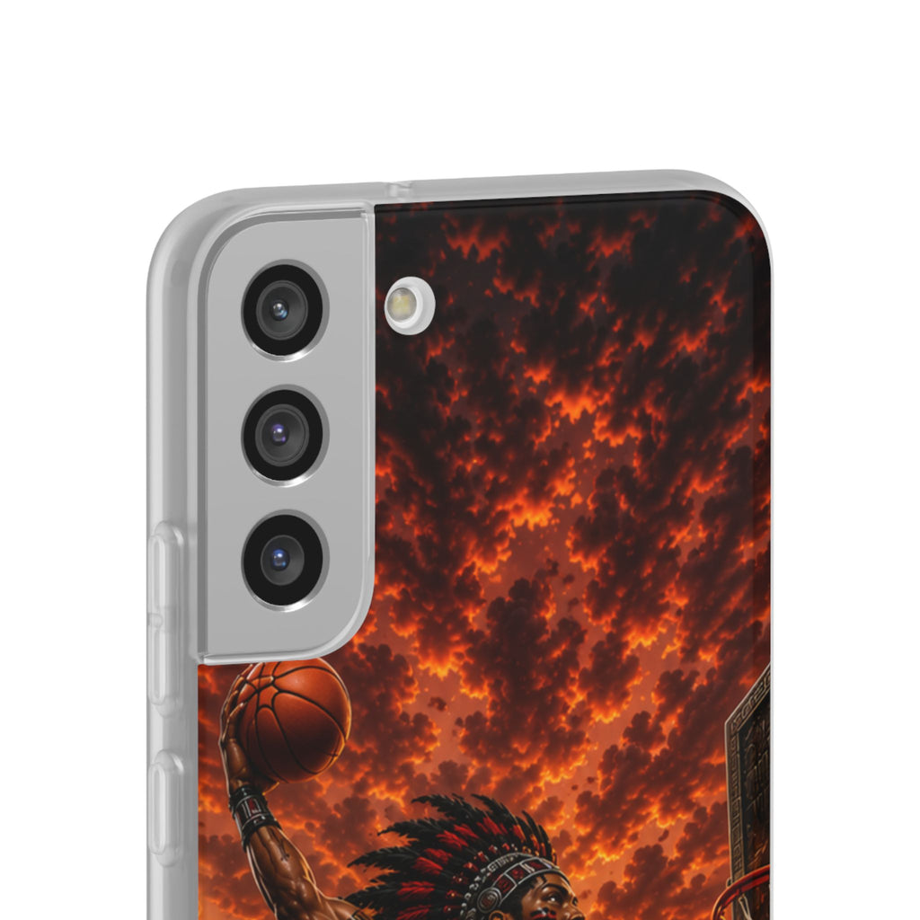 Aztec Basketball Male Warrior – Flexi Phone Case (iPhone & Samsung • Clear TPU • Made & Shipped in the USA • 🚚 FREE USA Shipping • Personalized Option)