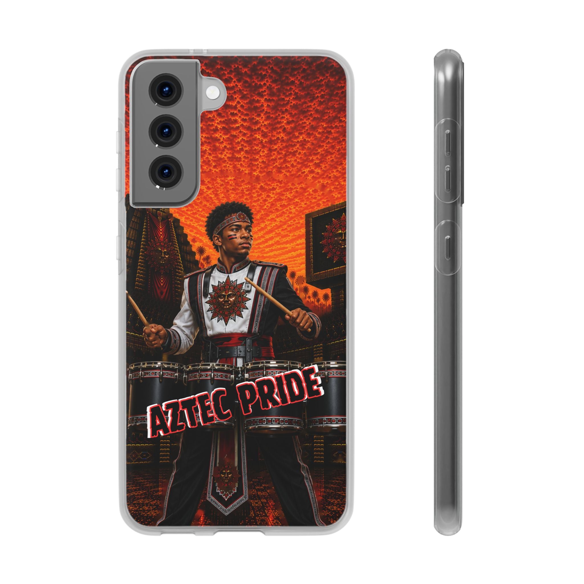 Aztec Band Warrior – Flexi Phone Case (iPhone & Samsung • Clear TPU • Made & Shipped in the USA • 🚚 FREE USA Shipping • Personalized Option)