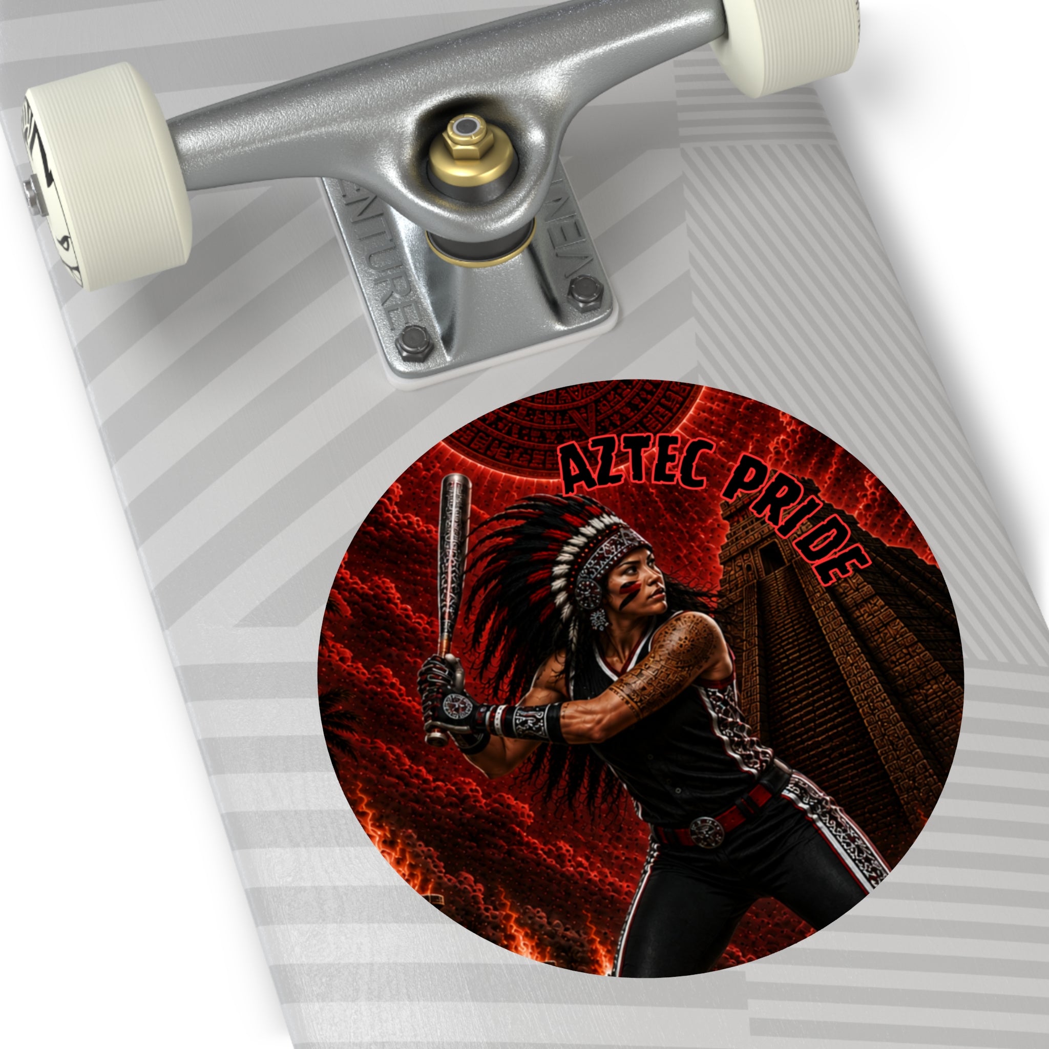 Aztec Softball Warrior Round Vinyl Sticker 2”–6” | Made & Shipped in the USA • 🚚 FREE USA Shipping • Personalized Option