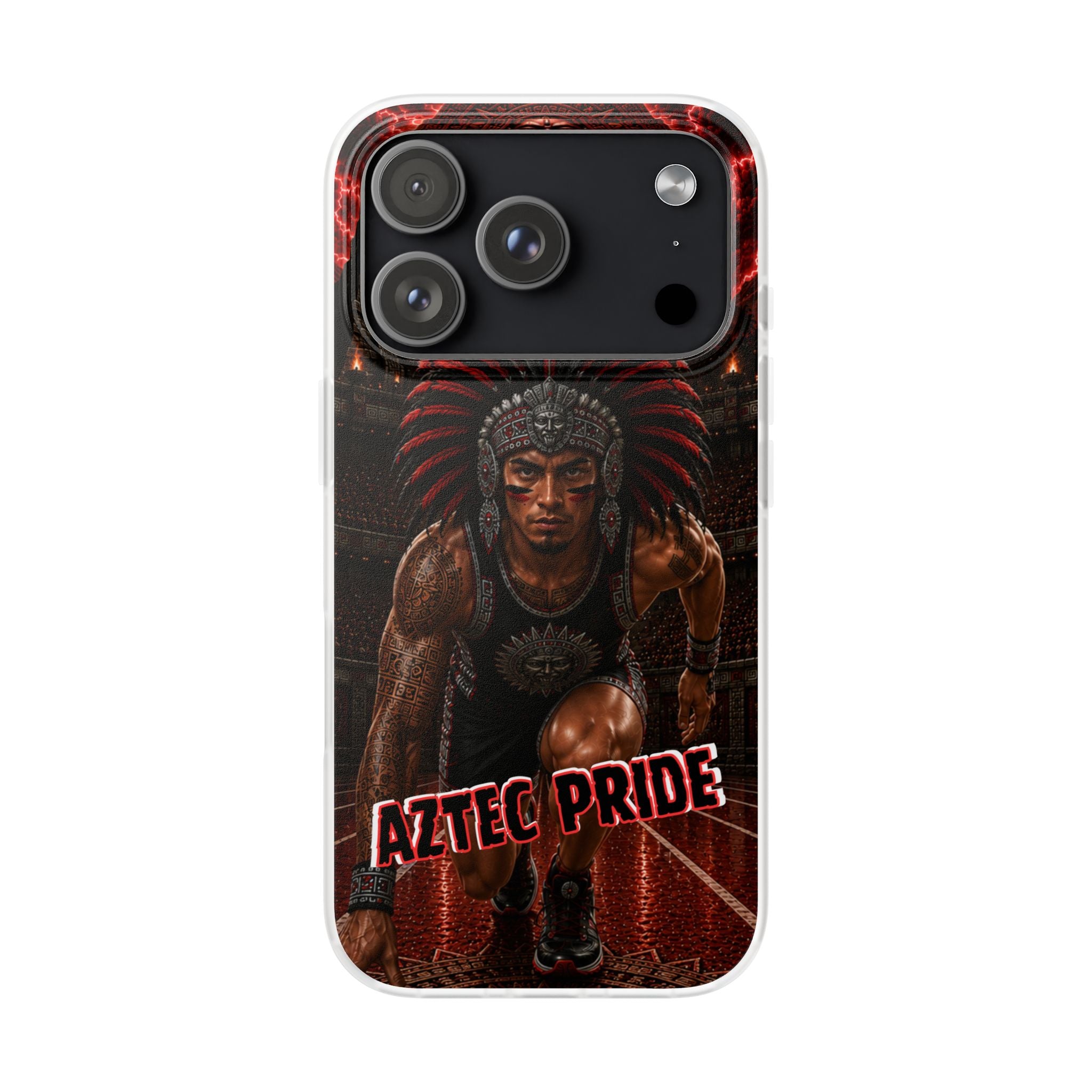 Aztec Track & Field Male Warrior – Flexi Phone Case (iPhone & Samsung • Clear TPU • Made & Shipped in the USA • 🚚 FREE USA Shipping • Personalized Option)