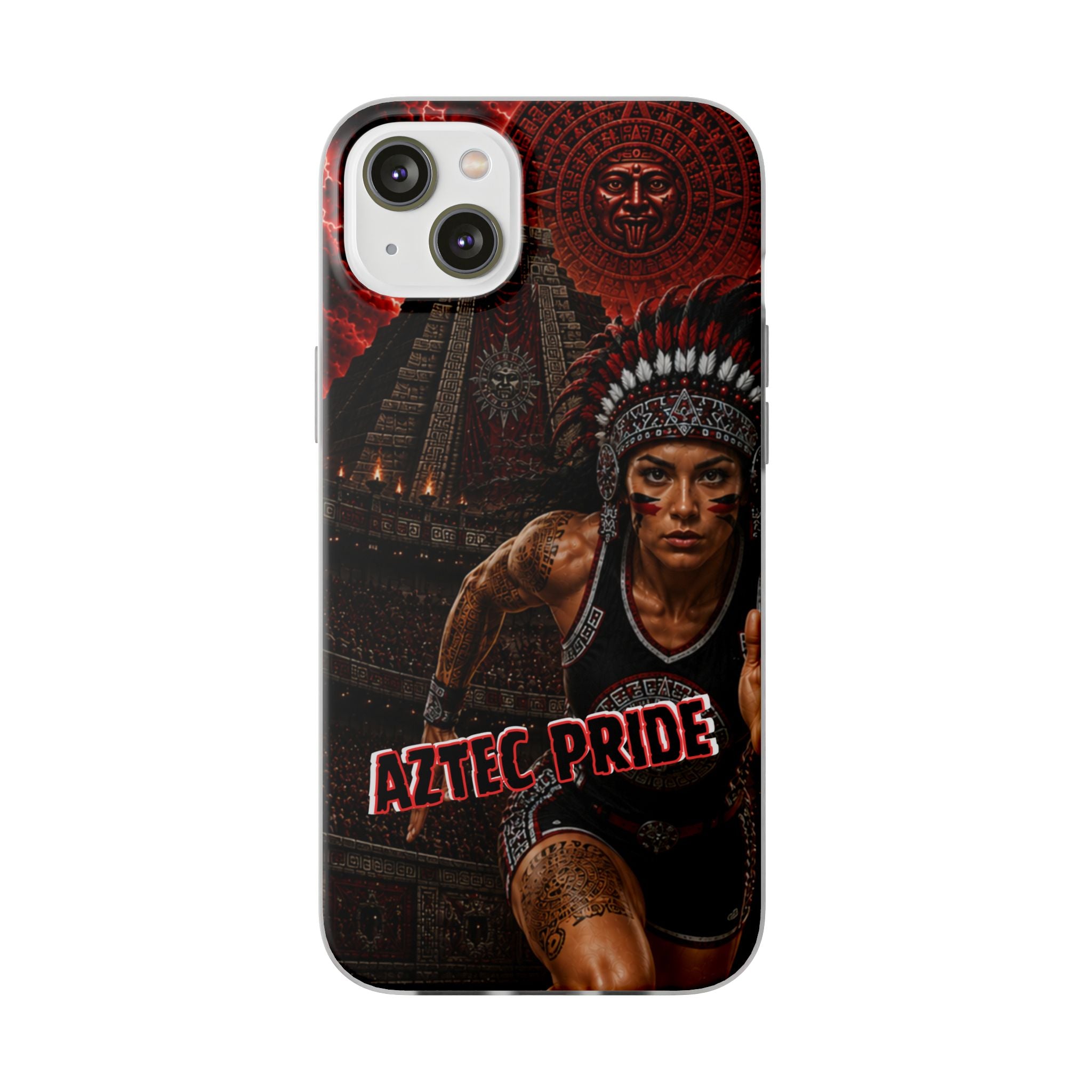 Aztec Track & Field Female Warrior – Flexi Phone Case (iPhone & Samsung • Clear TPU • Made & Shipped in the USA • 🚚 FREE USA Shipping • Personalized Option)