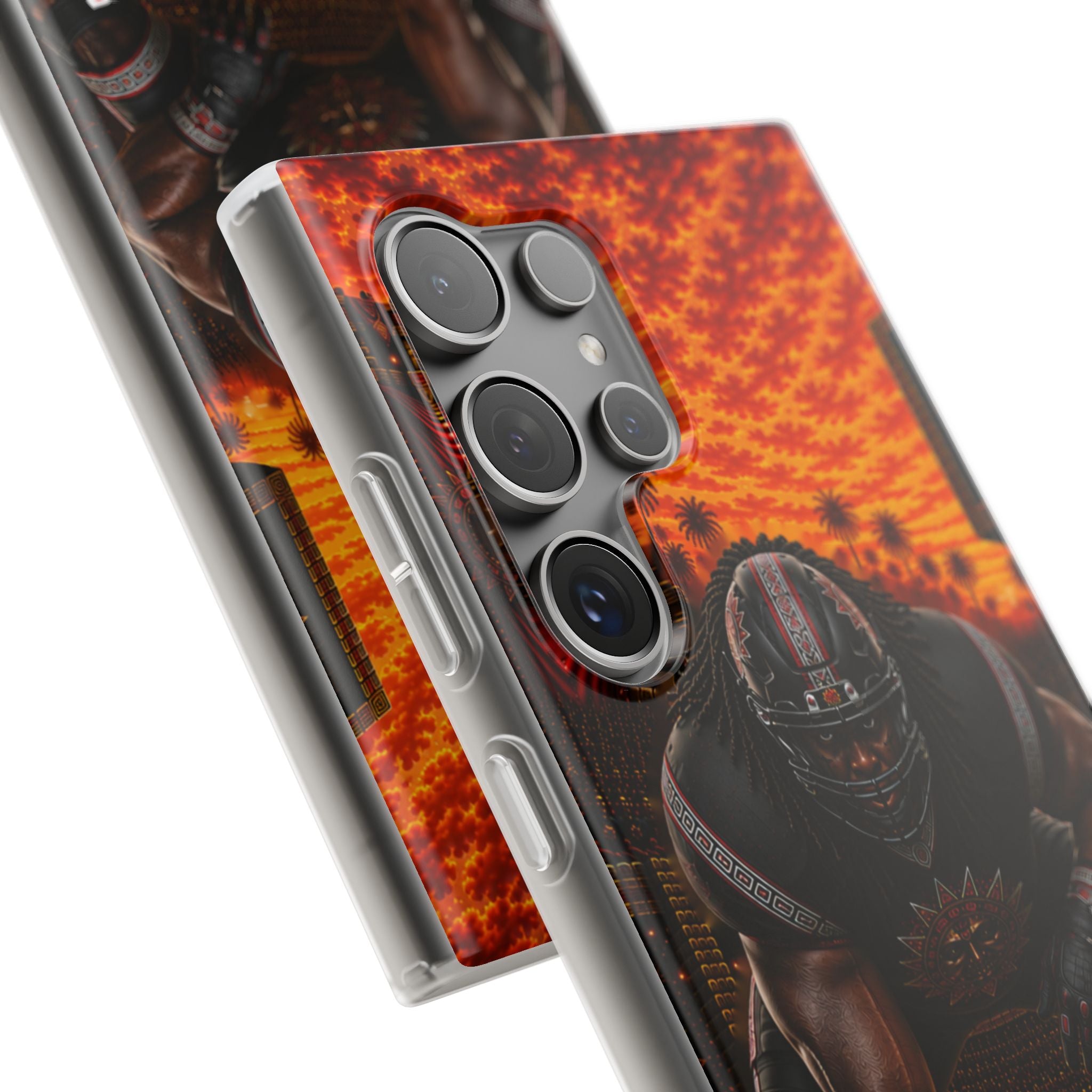 Aztec Football Warrior – Flexi Phone Case (iPhone & Samsung • Clear TPU • Made & Shipped in the USA • 🚚 FREE USA Shipping • Personalized Option)