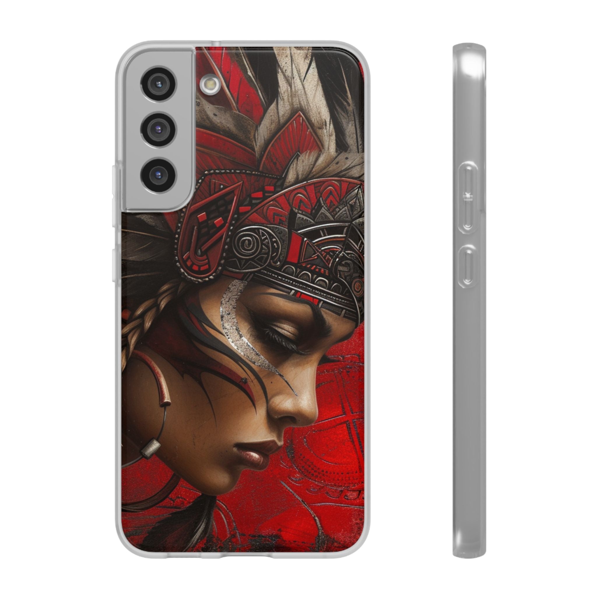 Aztec Sun Goddess – Flexi Phone Case (iPhone & Samsung • Clear TPU • Made in USA • Personalized Option)