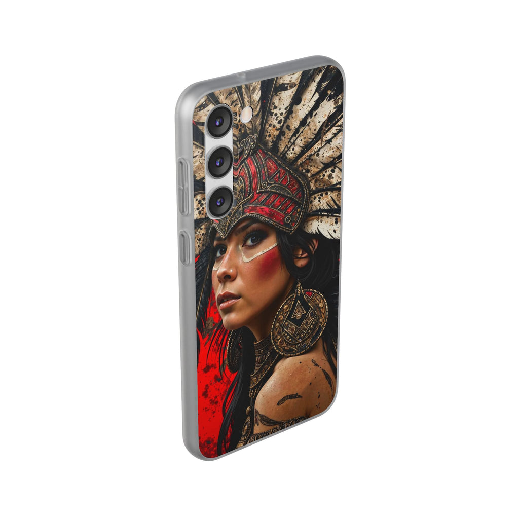 Aztec Moon Goddess – Flexi Phone Case (iPhone & Samsung • Clear TPU • Made in USA • Personalized Option)