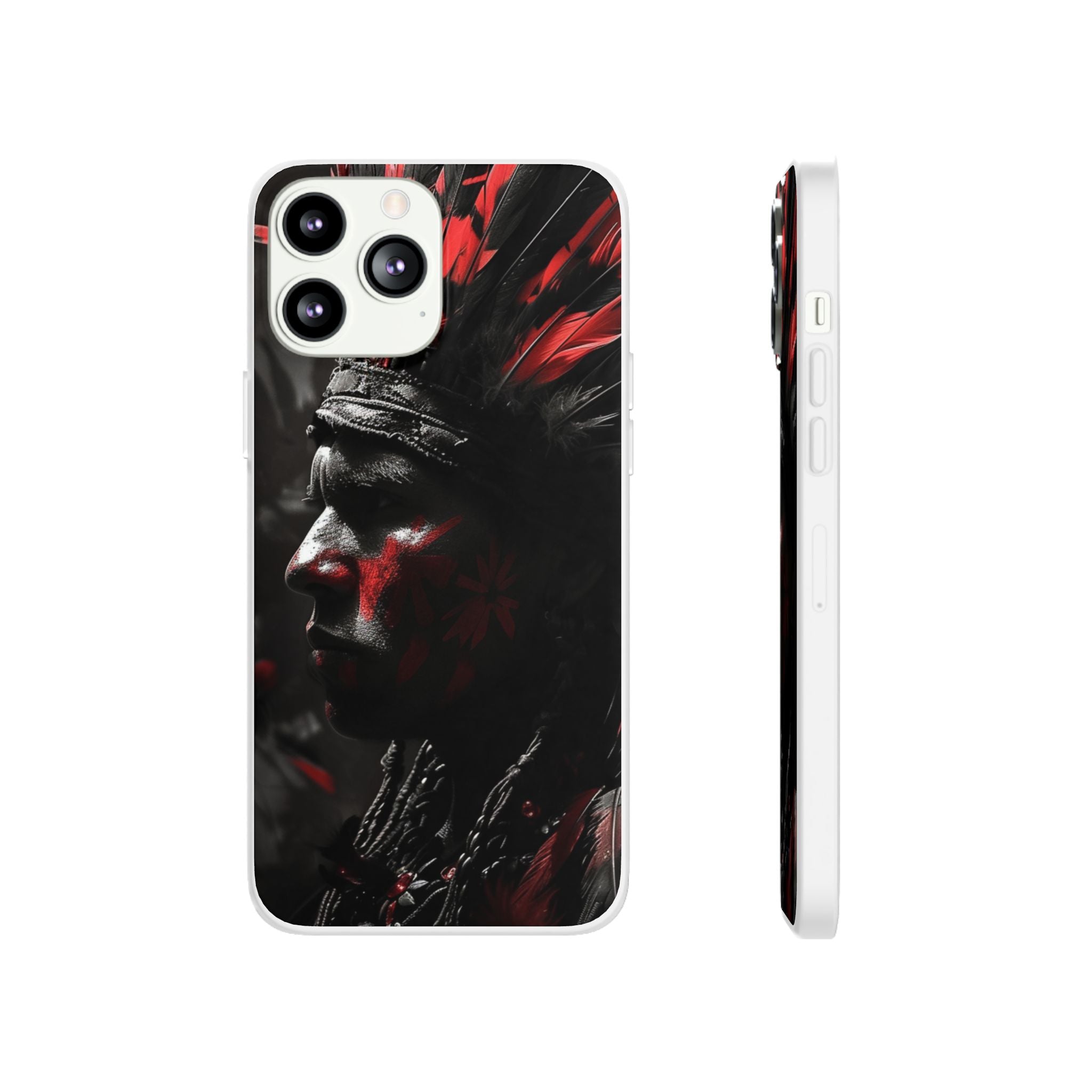 Aztec Jaguar Warrior – Flexi Phone Case (iPhone & Samsung • Clear TPU • Made in USA • Personalized Option)