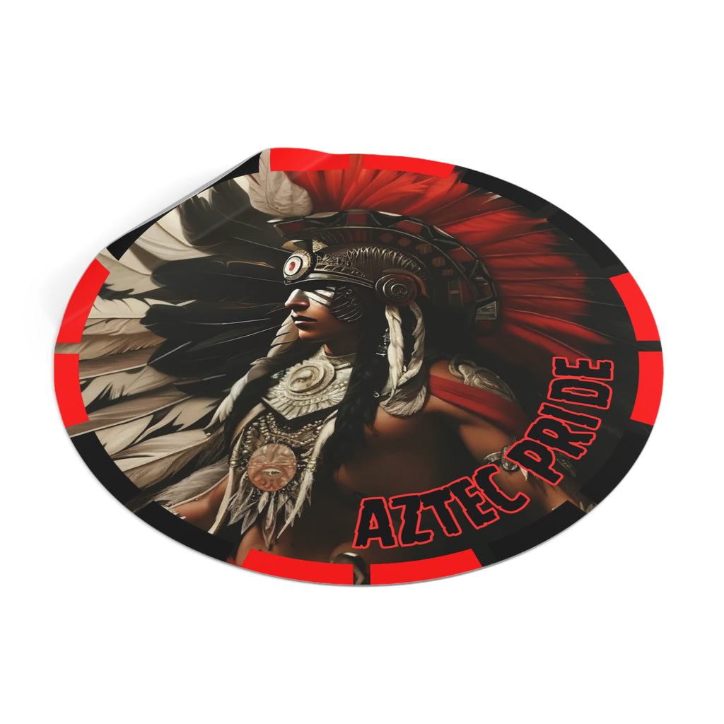 Aztec Fierce Warrior Round Vinyl Sticker – Waterproof Matte Decal (2”–6”)