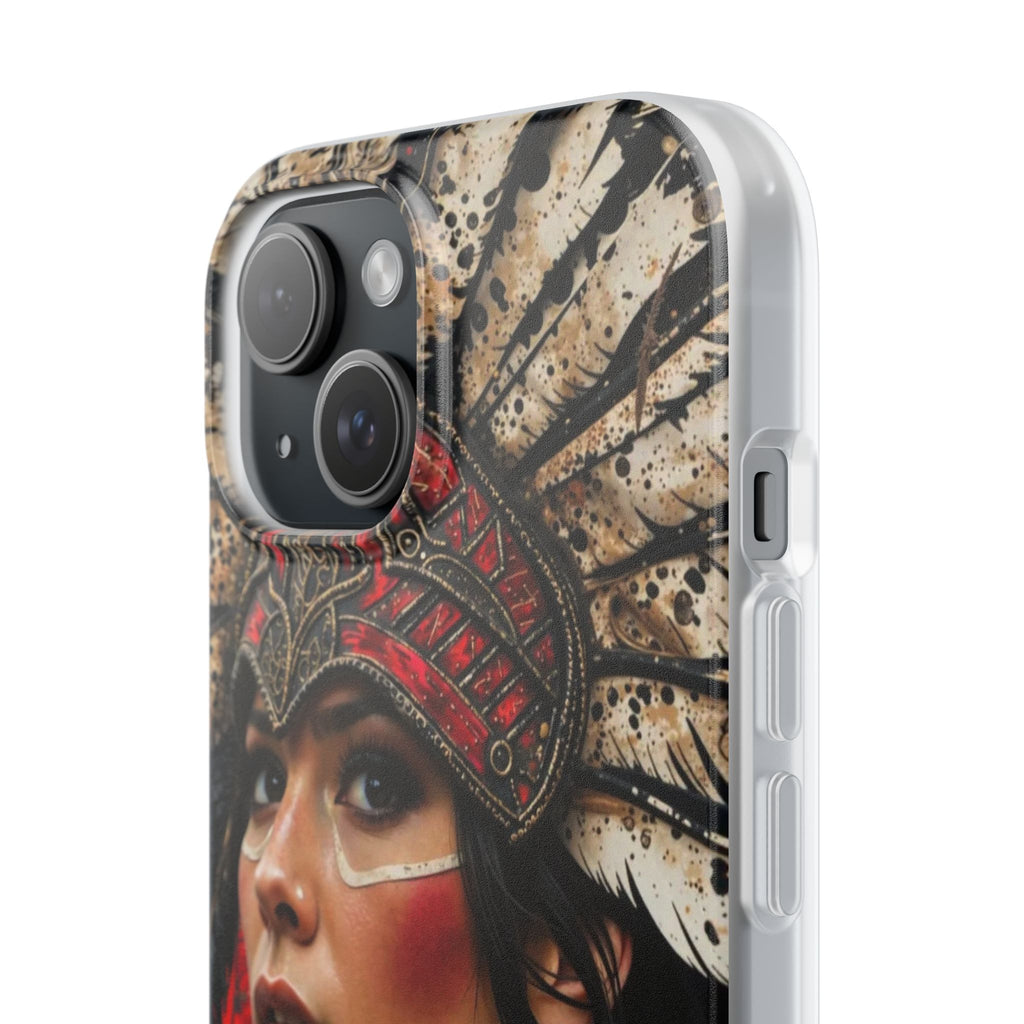 Aztec Moon Goddess – Flexi Phone Case (iPhone & Samsung • Clear TPU • Made in USA • Personalized Option)