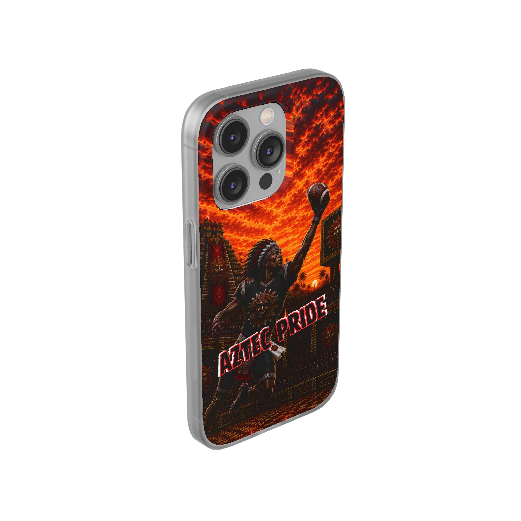 Aztec Football Warrior – Flexi Phone Case (iPhone & Samsung • Clear TPU • Made & Shipped in the USA • 🚚 FREE USA Shipping • Personalized Option)