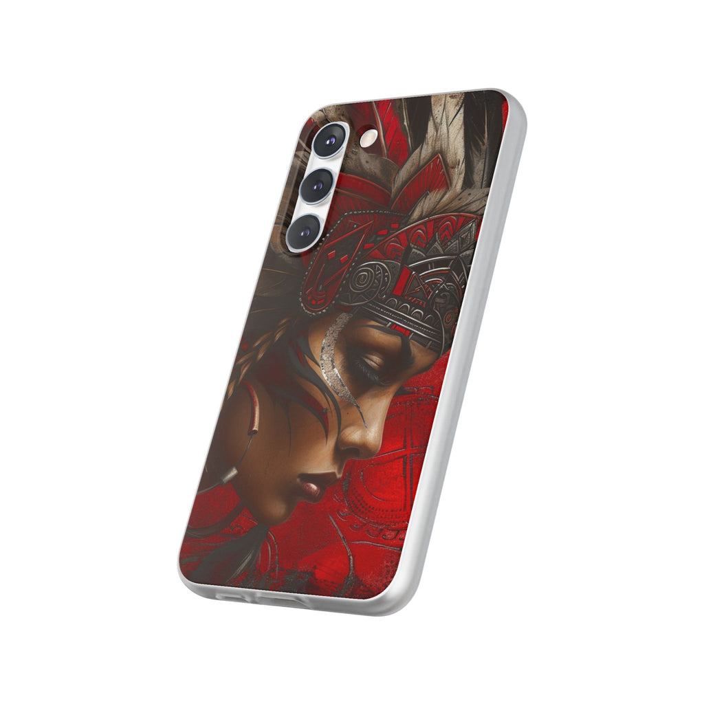 Aztec Sun Goddess – Flexi Phone Case (iPhone & Samsung • Clear TPU • Made in USA • Personalized Option)