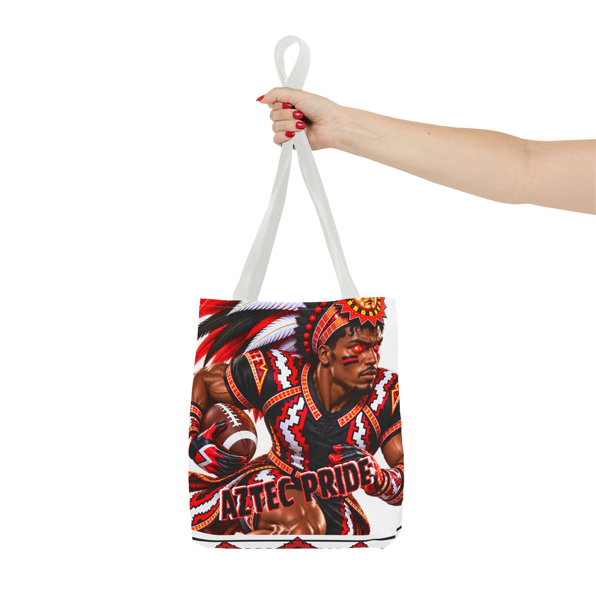 Aztec Football RB Warrior Tote Bag | Aztec-Inspired AI Art • Made & Shipped in the USA • 🚚 FREE USA Shipping • FREE Personalization