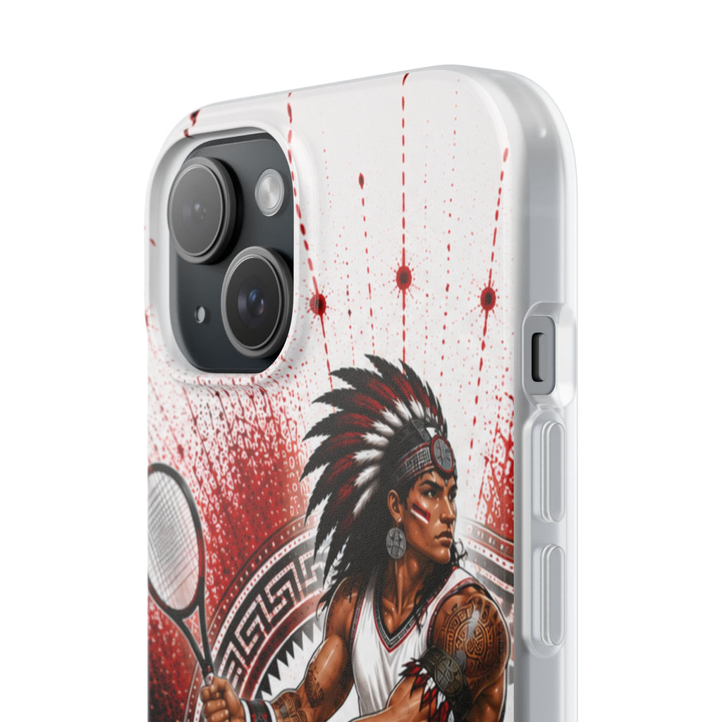Aztec Tennis Male Warrior – Flexi Phone Case (iPhone & Samsung • Clear TPU • Made & Shipped in the USA • 🚚 FREE USA Shipping • Personalized Option)