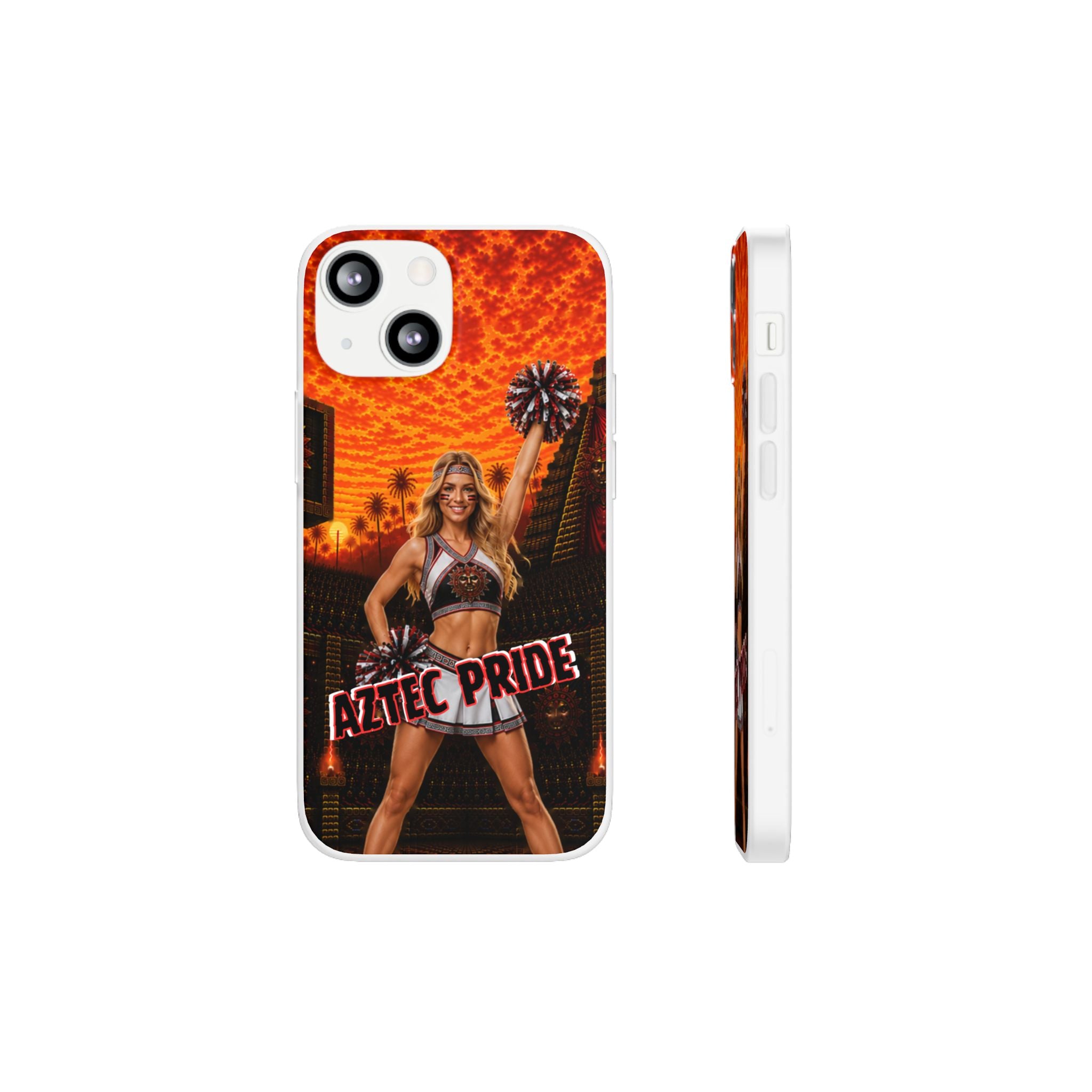 Aztec Cheerleader Warrior – Flexi Phone Case (iPhone & Samsung • Clear TPU • Made & Shipped in the USA • 🚚 FREE USA Shipping • Personalized Option)