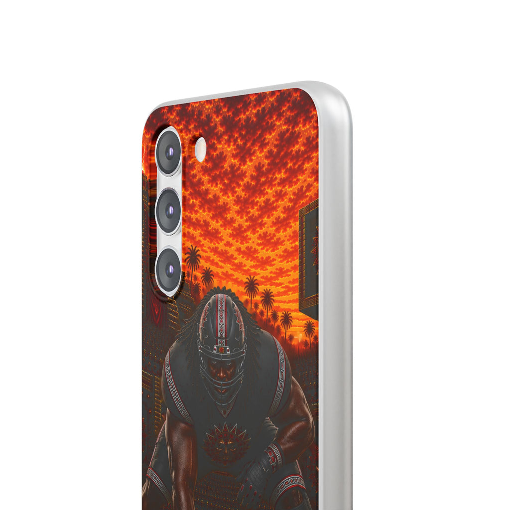 Aztec Football Warrior – Flexi Phone Case (iPhone & Samsung • Clear TPU • Made & Shipped in the USA • 🚚 FREE USA Shipping • Personalized Option)
