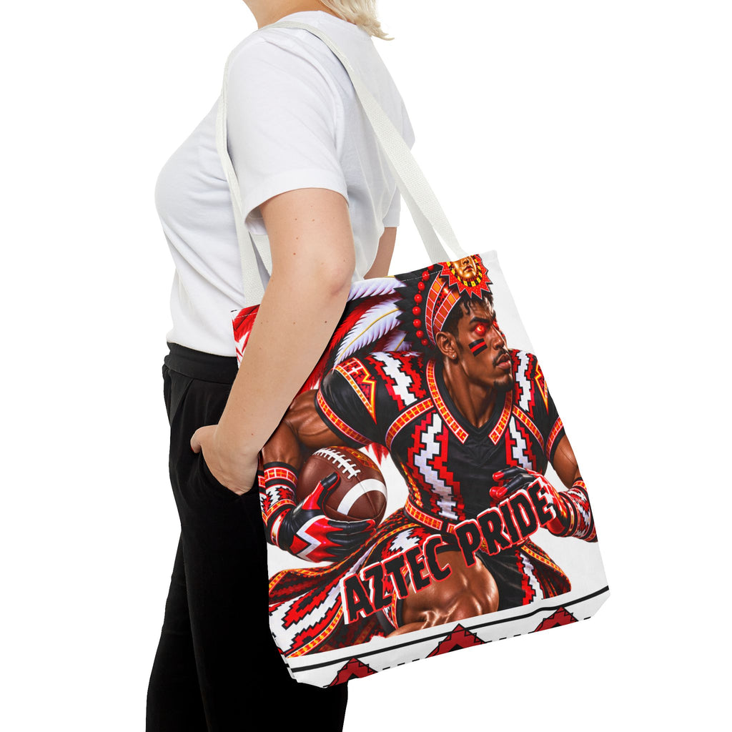 Aztec Football RB Warrior Tote Bag | Aztec-Inspired AI Art • Made & Shipped in the USA • 🚚 FREE USA Shipping • FREE Personalization