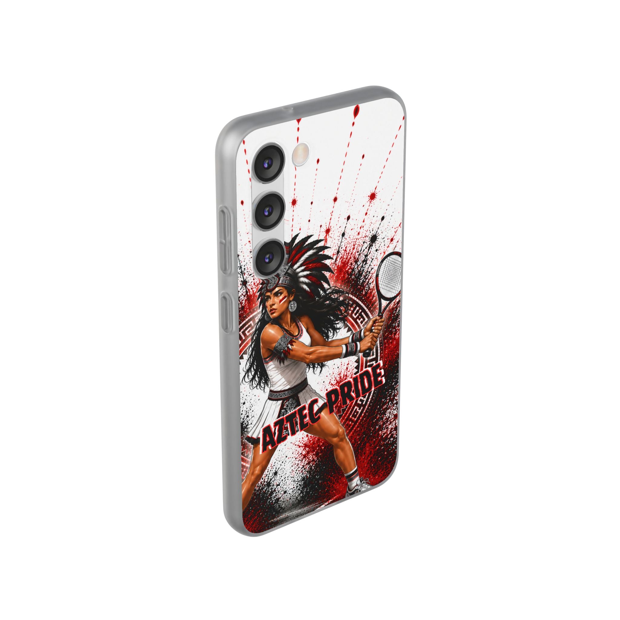 Aztec Tennis Female Warrior – Flexi Phone Case (iPhone & Samsung • Clear TPU • Made & Shipped in the USA • 🚚 FREE USA Shipping • Personalized Option)