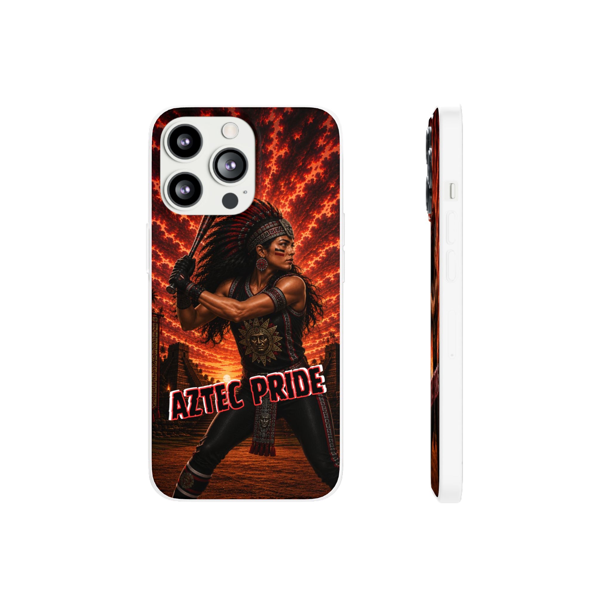 Aztec Softball Warrior – Flexi Phone Case (iPhone & Samsung • Clear TPU • Made & Shipped in the USA • 🚚 FREE USA Shipping • Personalized Option)