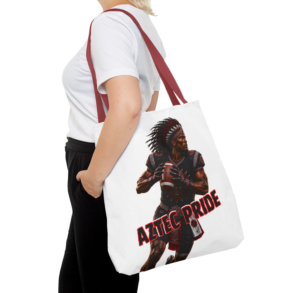 Aztec Football Quarterback Warrior Tote Bag | Aztec-Inspired AI Art • Made & Shipped in the USA • 🚚 FREE USA Shipping • FREE Personalization