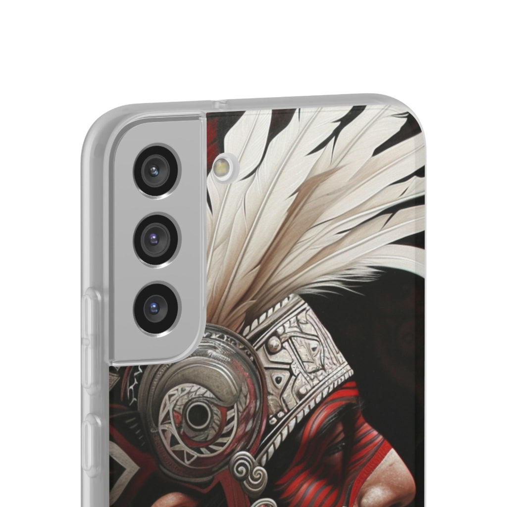 Aztec Warrior King – Flexi Phone Case (iPhone & Samsung • Clear TPU • Made in USA • Personalized Option)