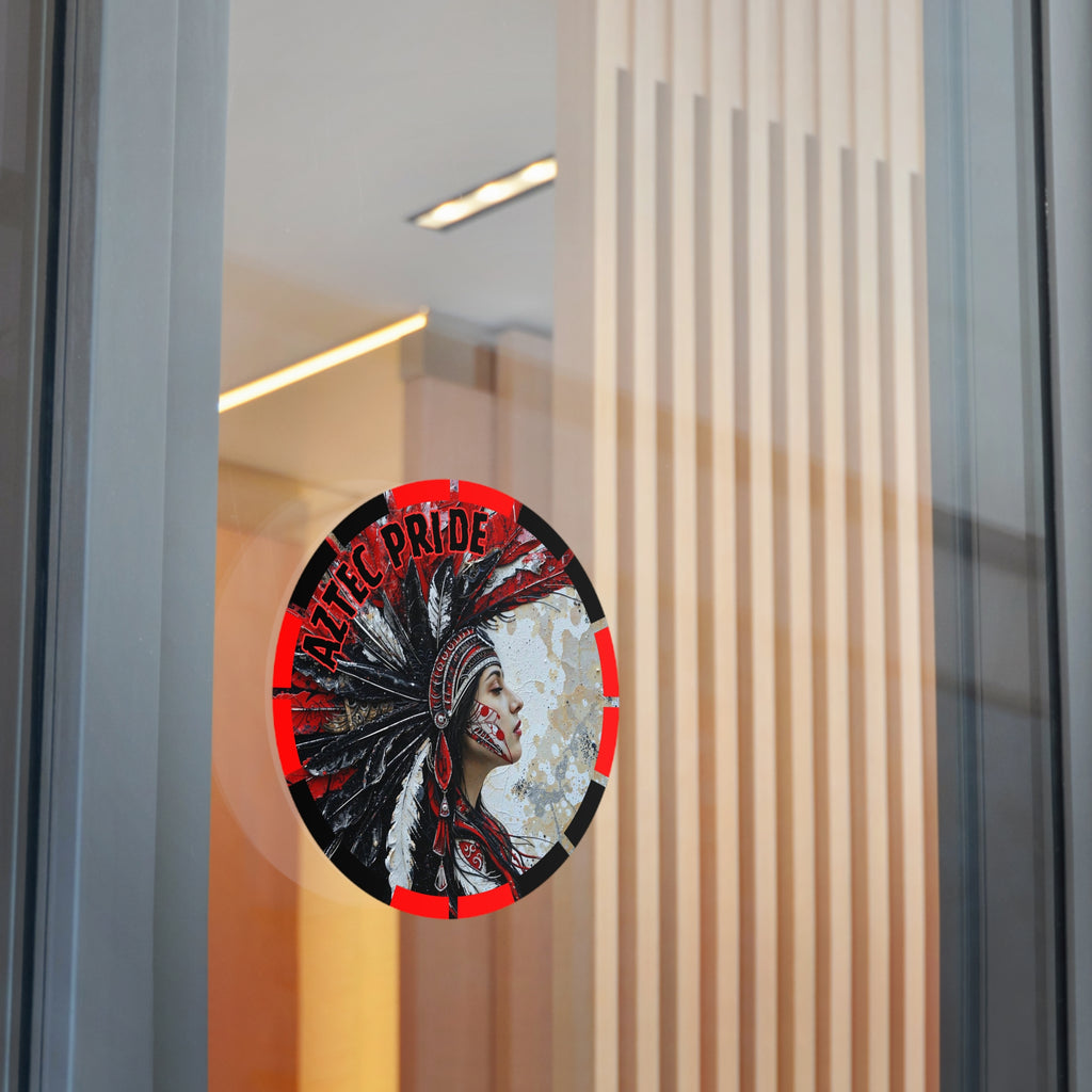 Aztec Silent Goddess Round Vinyl Sticker – Waterproof Matte Decal (2”–6”)