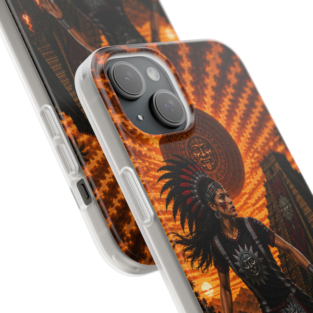 Aztec Soccer Female Warrior – Flexi Phone Case (iPhone & Samsung • Clear TPU • Made & Shipped in the USA • 🚚 FREE USA Shipping • Personalized Option)