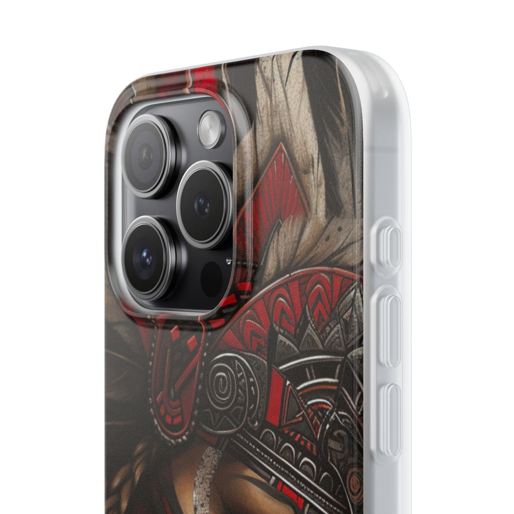 Aztec Sun Goddess – Flexi Phone Case (iPhone & Samsung • Clear TPU • Made in USA • Personalized Option)