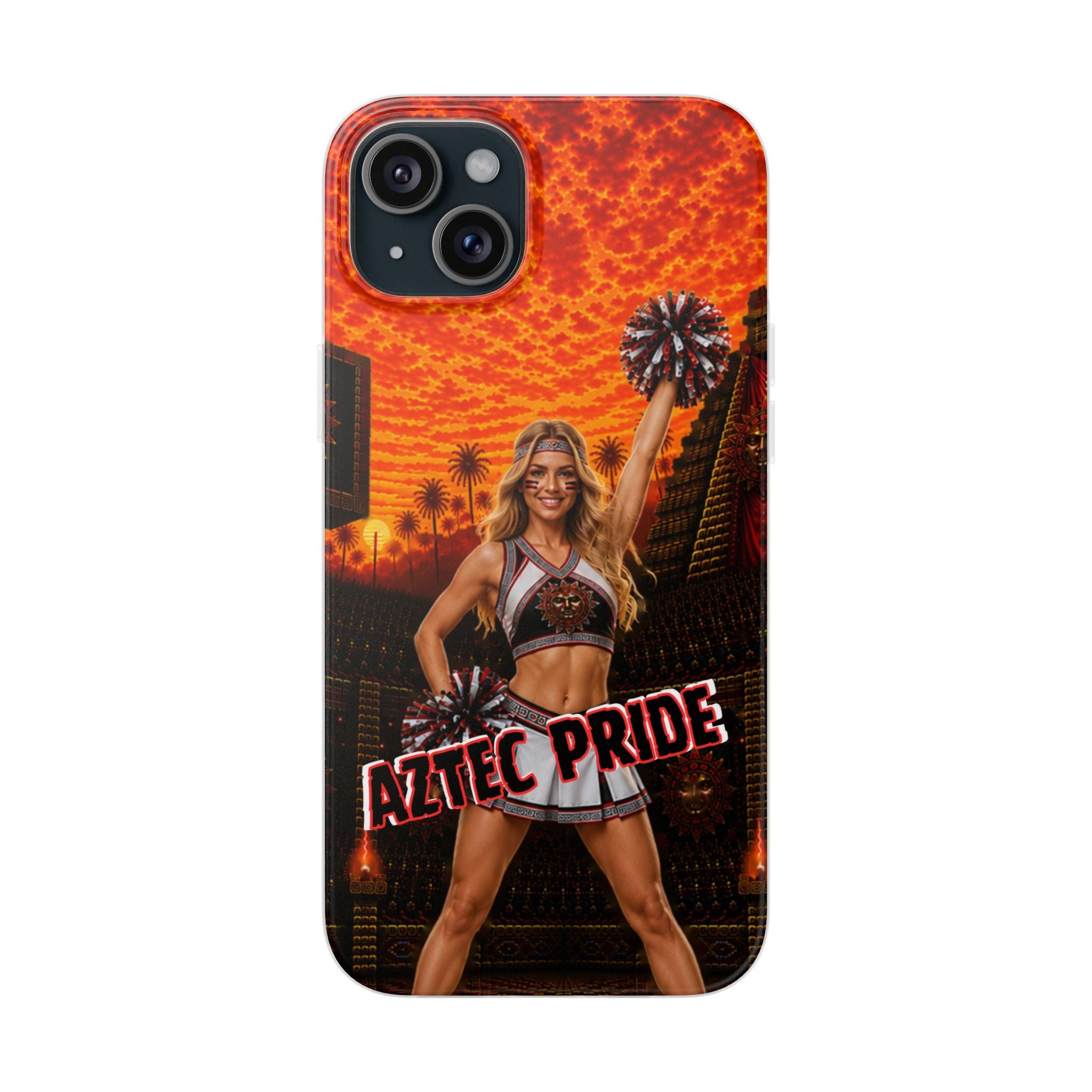 Aztec Cheerleader Warrior – Flexi Phone Case (iPhone & Samsung • Clear TPU • Made & Shipped in the USA • 🚚 FREE USA Shipping • Personalized Option)
