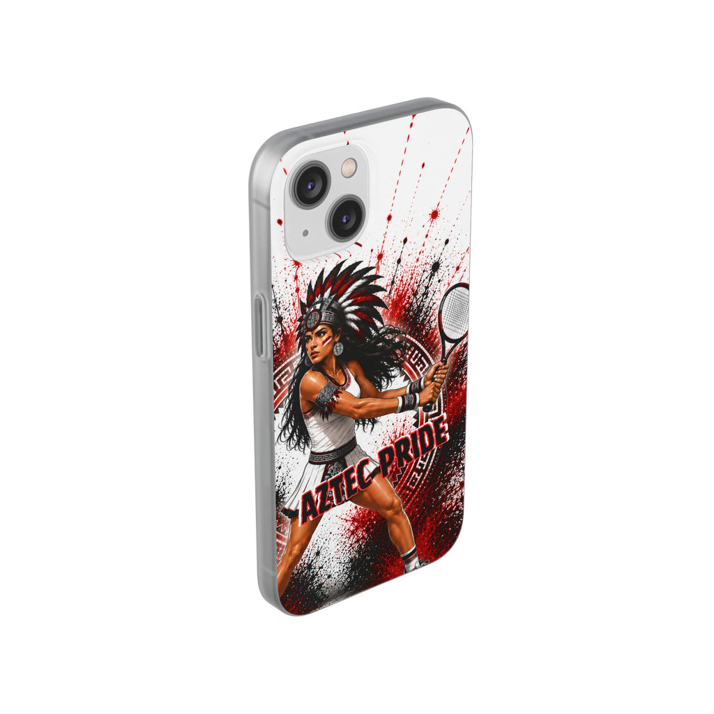 Aztec Tennis Female Warrior – Flexi Phone Case (iPhone & Samsung • Clear TPU • Made & Shipped in the USA • 🚚 FREE USA Shipping • Personalized Option)