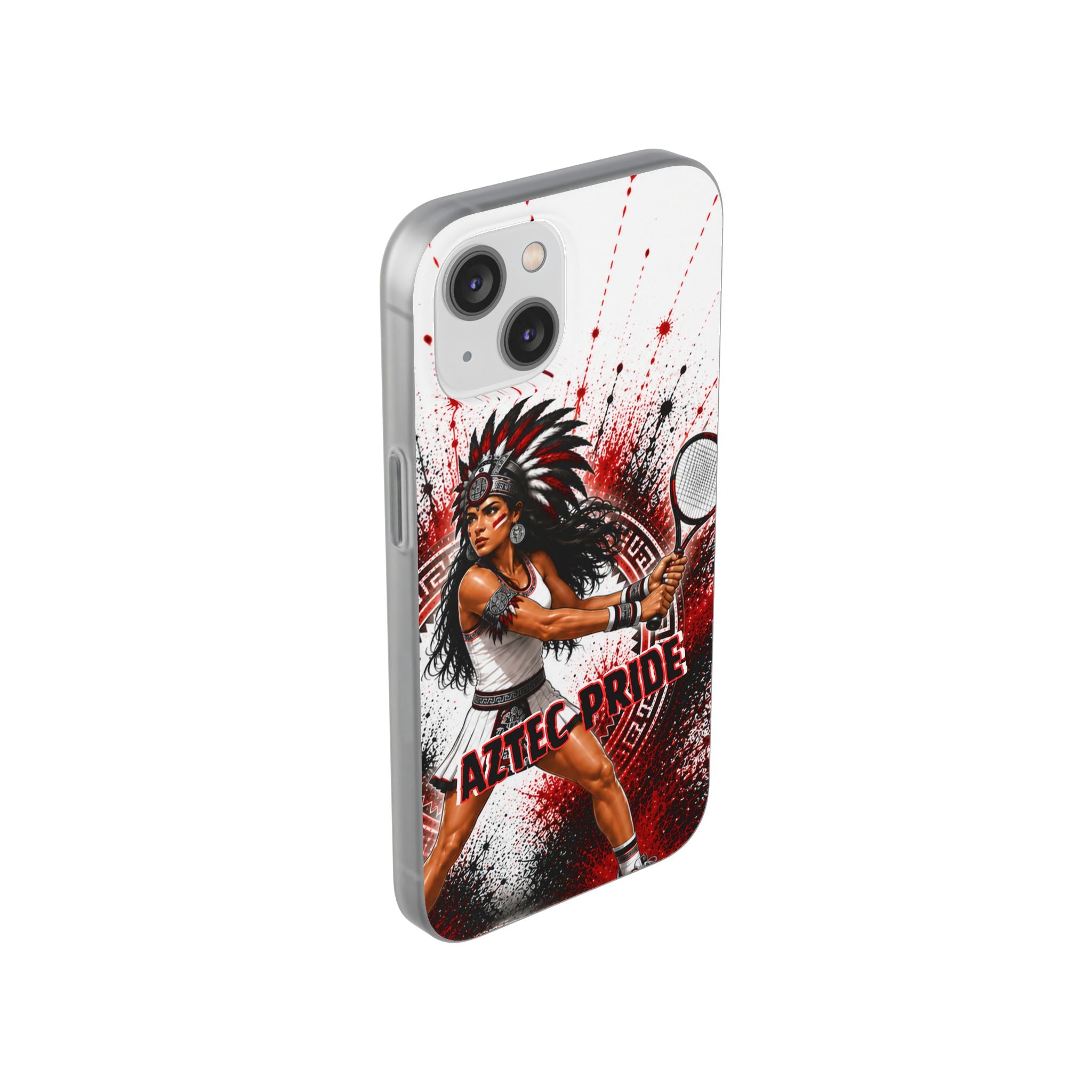 Aztec Tennis Female Warrior – Flexi Phone Case (iPhone & Samsung • Clear TPU • Made & Shipped in the USA • 🚚 FREE USA Shipping • Personalized Option)