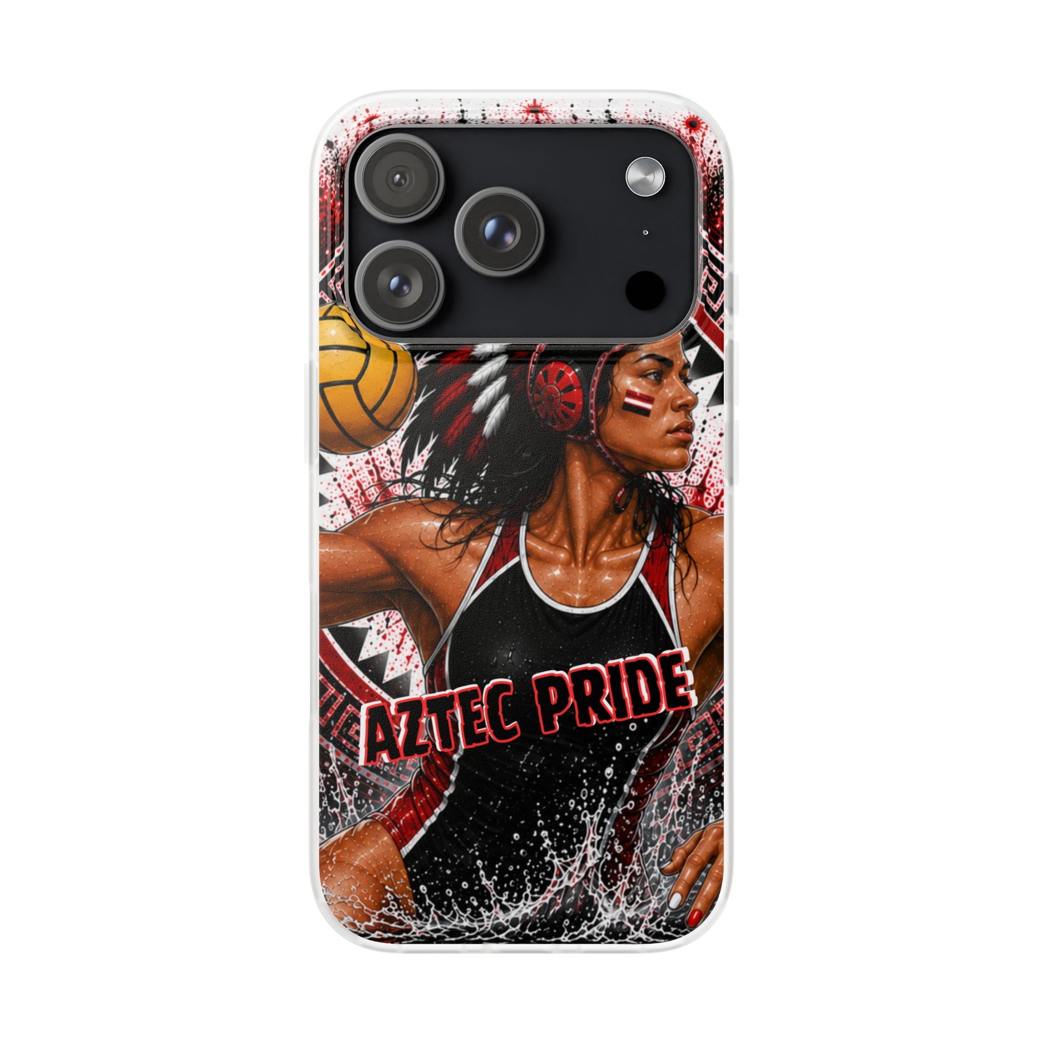Aztec Water Polo Warrior – Flexi Phone Case (iPhone & Samsung • Clear TPU • Made in USA • Personalized Option)