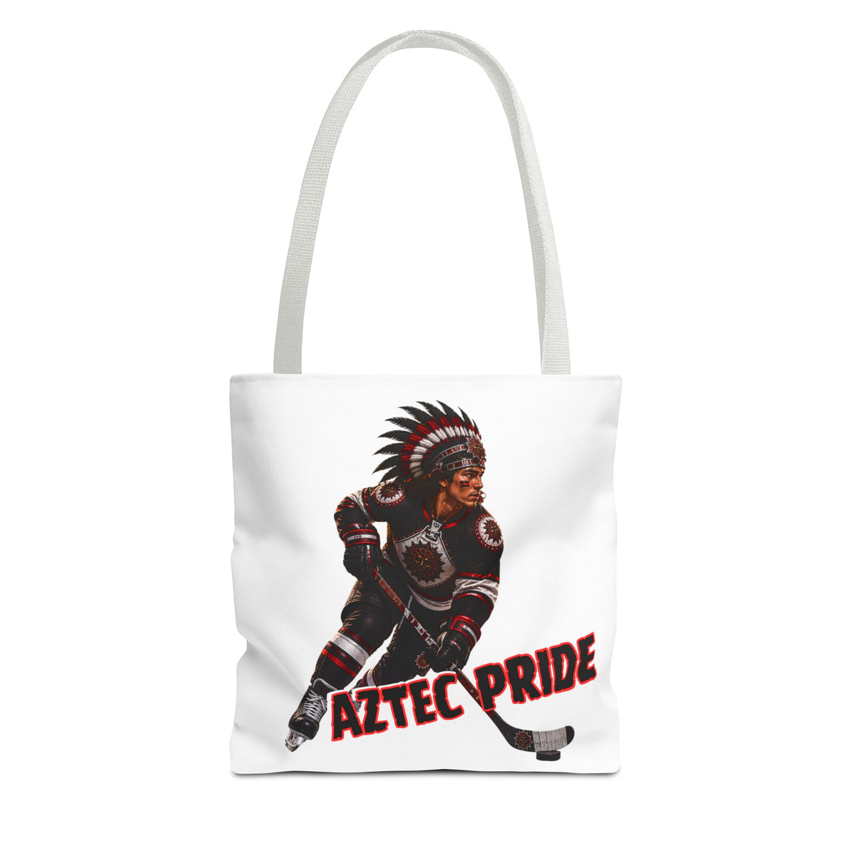 Aztec Hockey Warrior Tote Bag | Aztec-Inspired AI Art • Made & Shipped in the USA • 🚚 FREE USA Shipping • FREE Personalization
