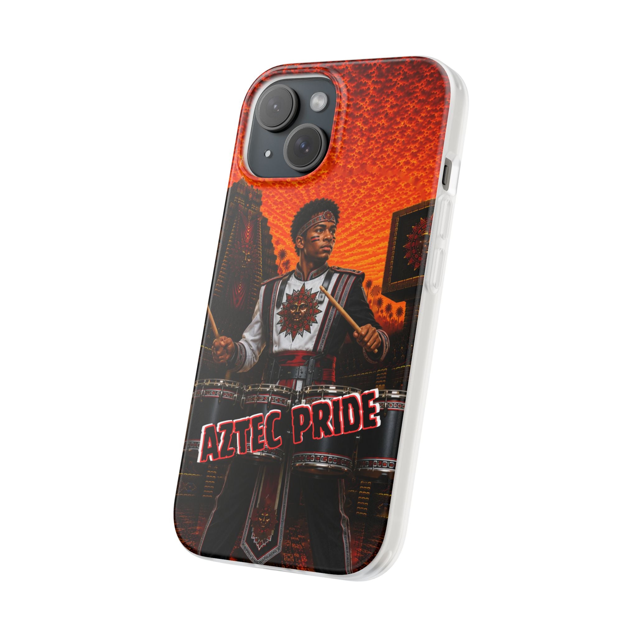 Aztec Band Warrior – Flexi Phone Case (iPhone & Samsung • Clear TPU • Made & Shipped in the USA • 🚚 FREE USA Shipping • Personalized Option)