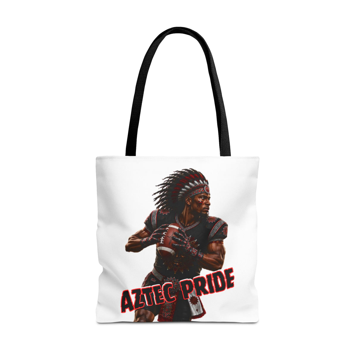 Aztec Football Quarterback Warrior Tote Bag | Aztec-Inspired AI Art • Made & Shipped in the USA • 🚚 FREE USA Shipping • FREE Personalization