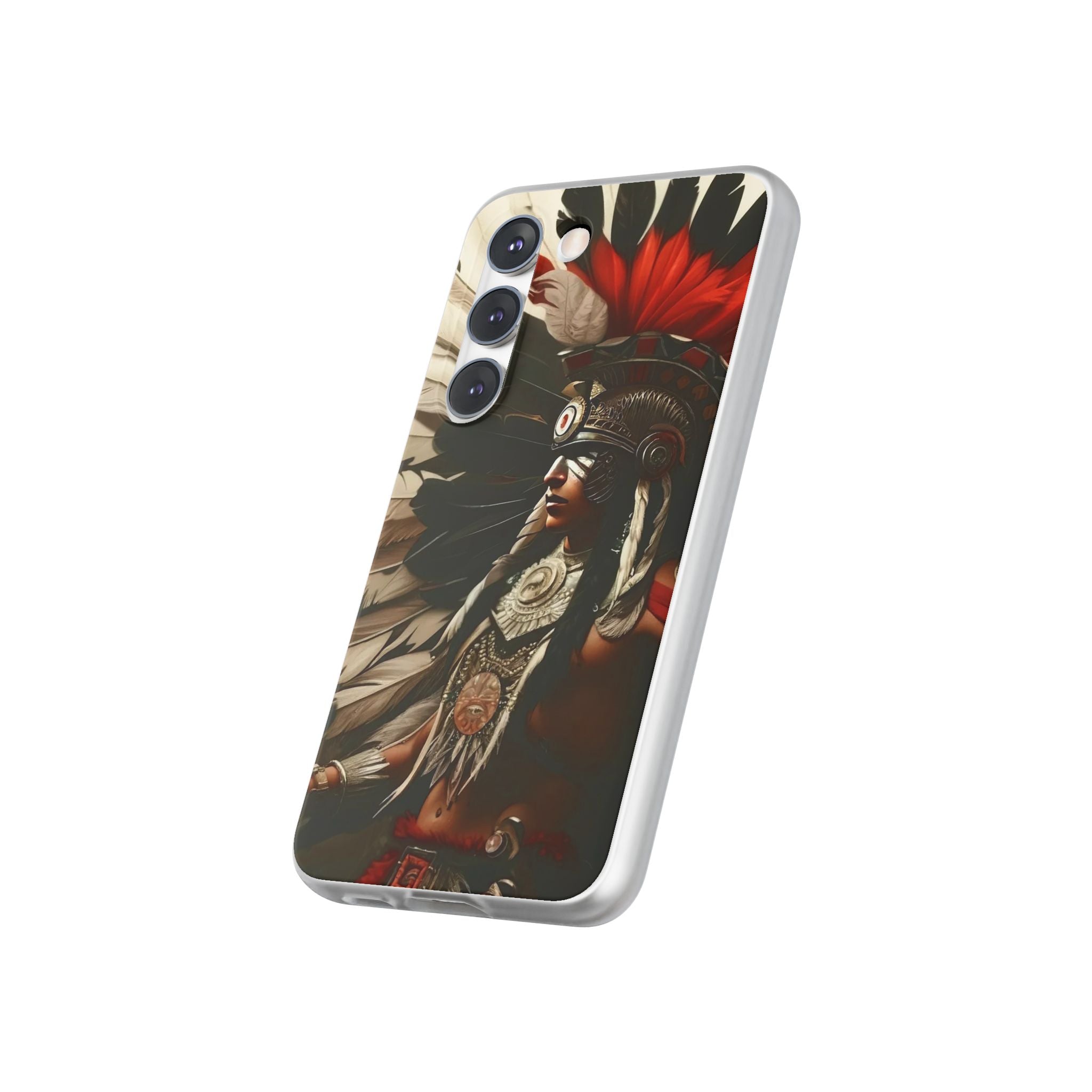 Aztec Fierce Warrior – Flexi Phone Case (iPhone & Samsung • Clear TPU • Made in USA • Personalized Option)