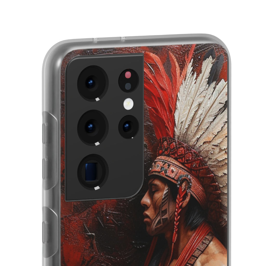 Aztec Noble Warrior – Flexi Phone Case (iPhone & Samsung • Clear TPU • Made in USA • Personalized Option)