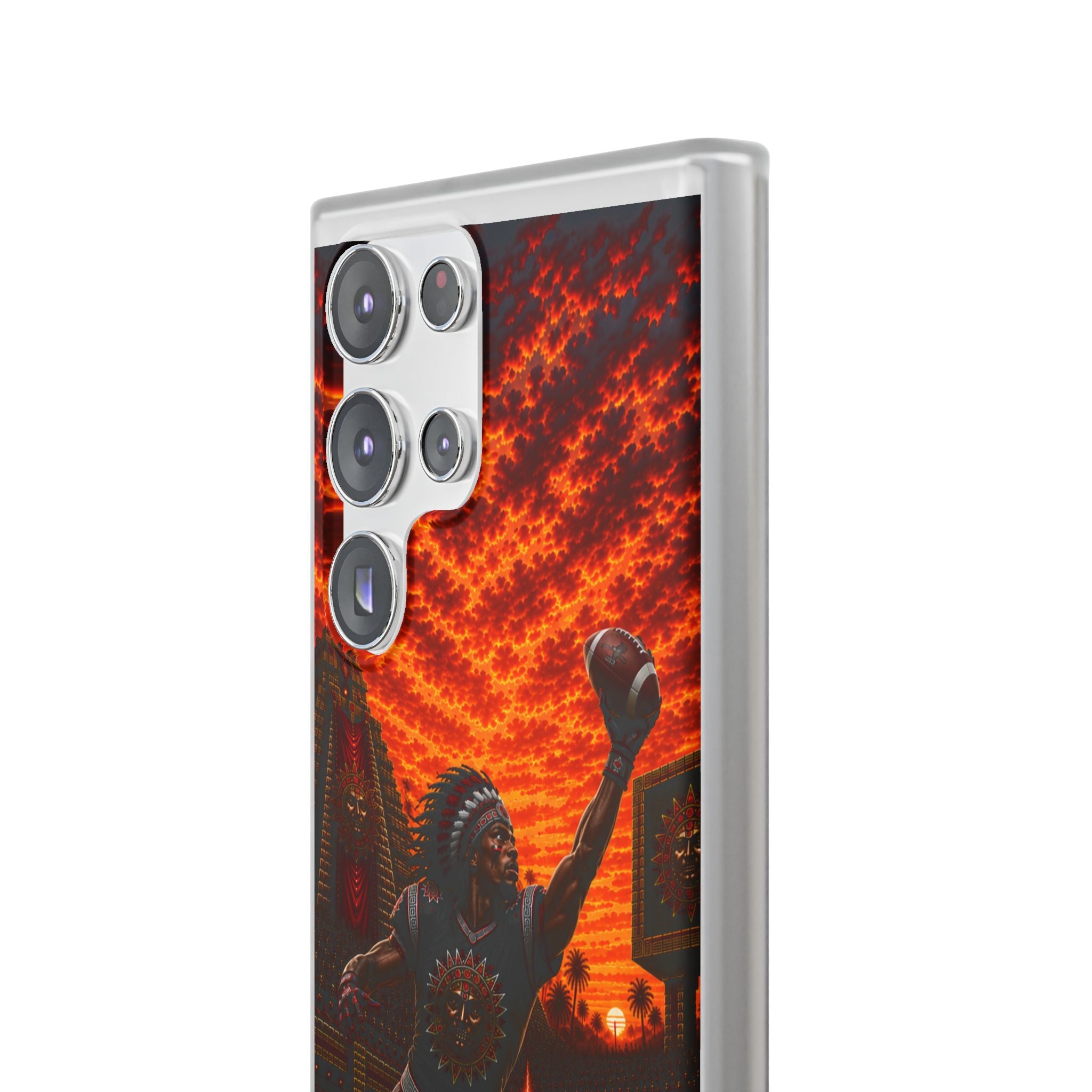 Aztec Football Warrior – Flexi Phone Case (iPhone & Samsung • Clear TPU • Made & Shipped in the USA • 🚚 FREE USA Shipping • Personalized Option)