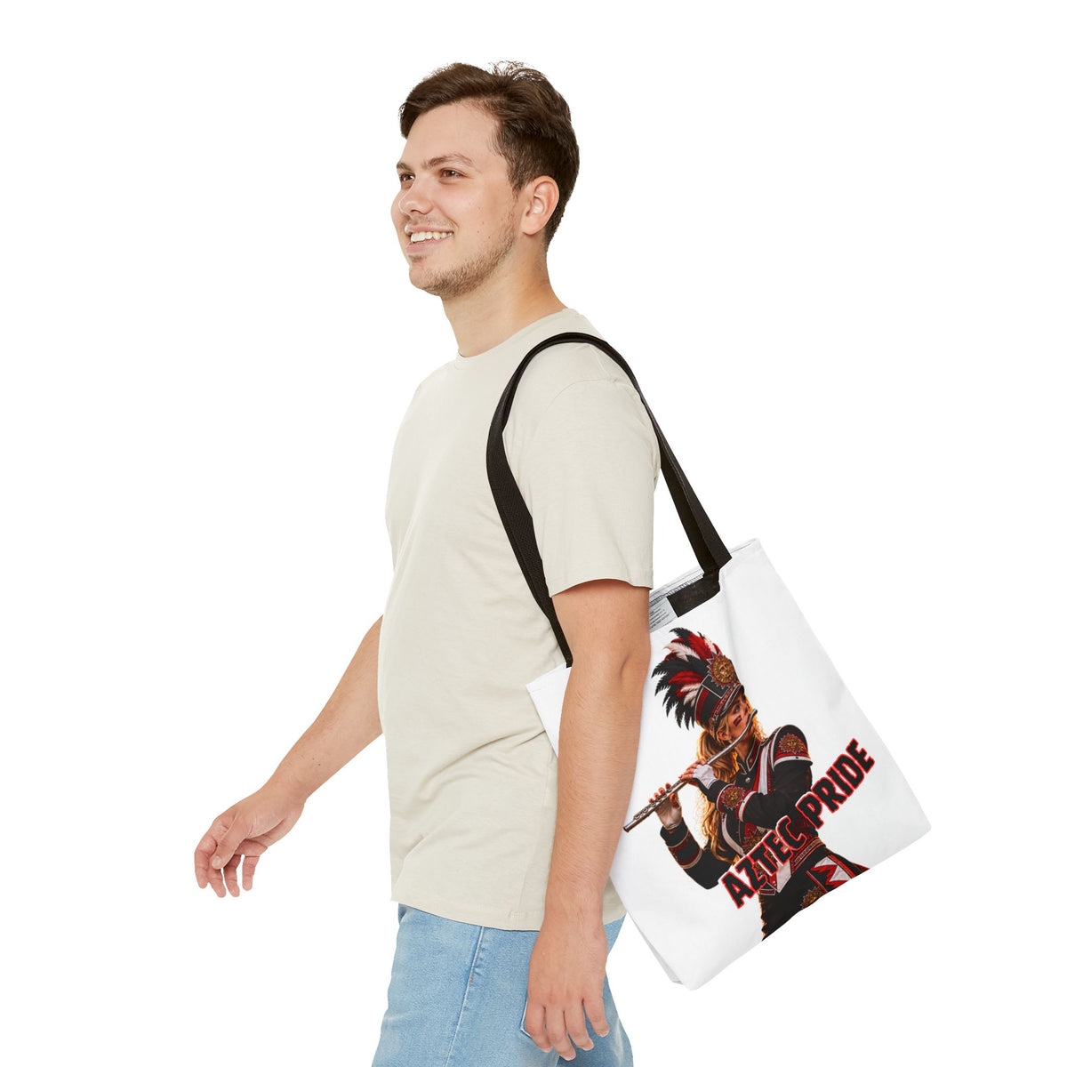 Aztec Band Warrior Tote Bag | Aztec-Inspired AI Art • Made & Shipped in the USA • 🚚 FREE USA Shipping • FREE Personalization