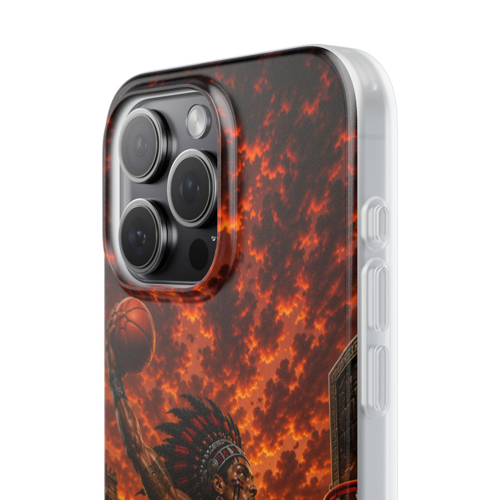 Aztec Basketball Male Warrior – Flexi Phone Case (iPhone & Samsung • Clear TPU • Made & Shipped in the USA • 🚚 FREE USA Shipping • Personalized Option)