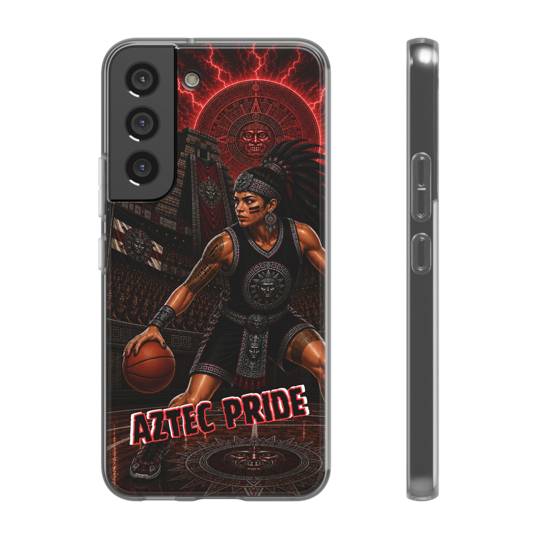 Aztec Basketball Female Warrior – Flexi Phone Case (iPhone & Samsung • Clear TPU • Made & Shipped in the USA • 🚚 FREE USA Shipping • Personalized Option)