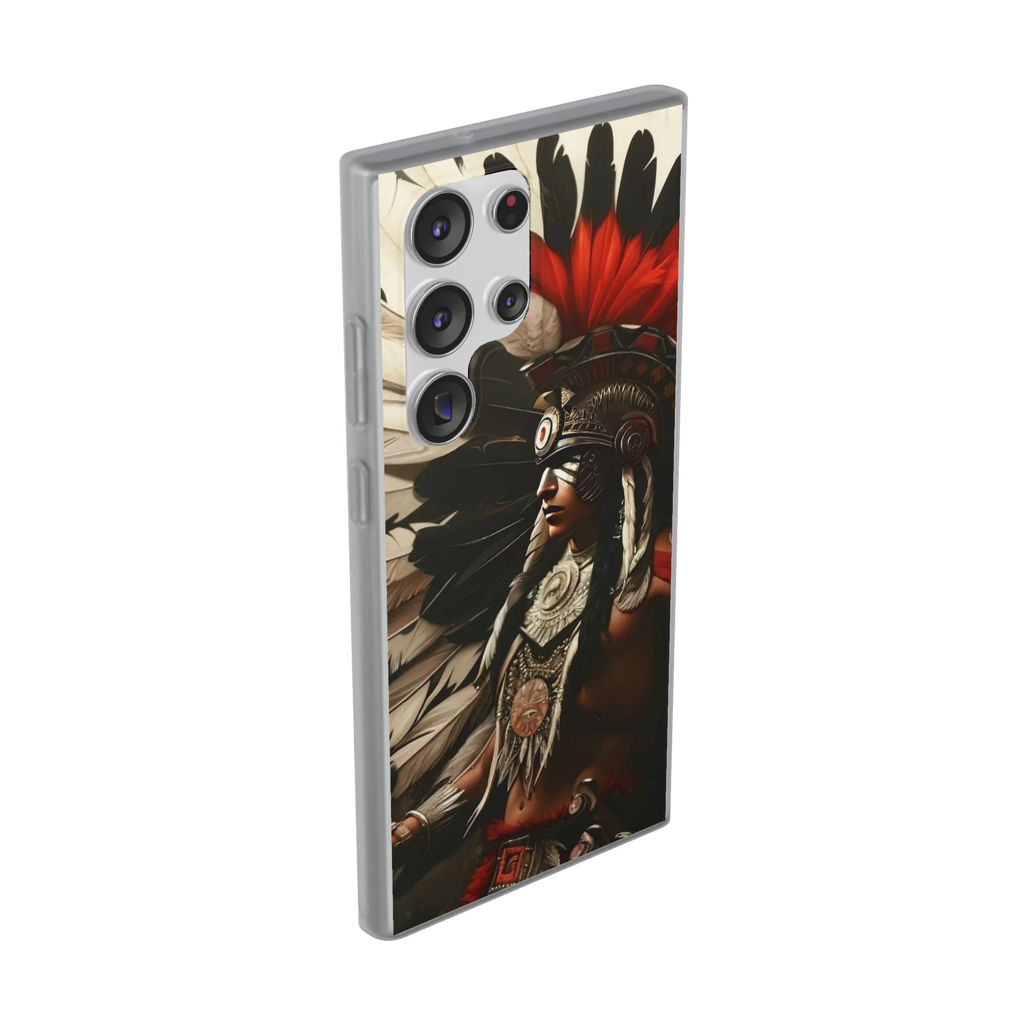 Aztec Fierce Warrior – Flexi Phone Case (iPhone & Samsung • Clear TPU • Made in USA • Personalized Option)