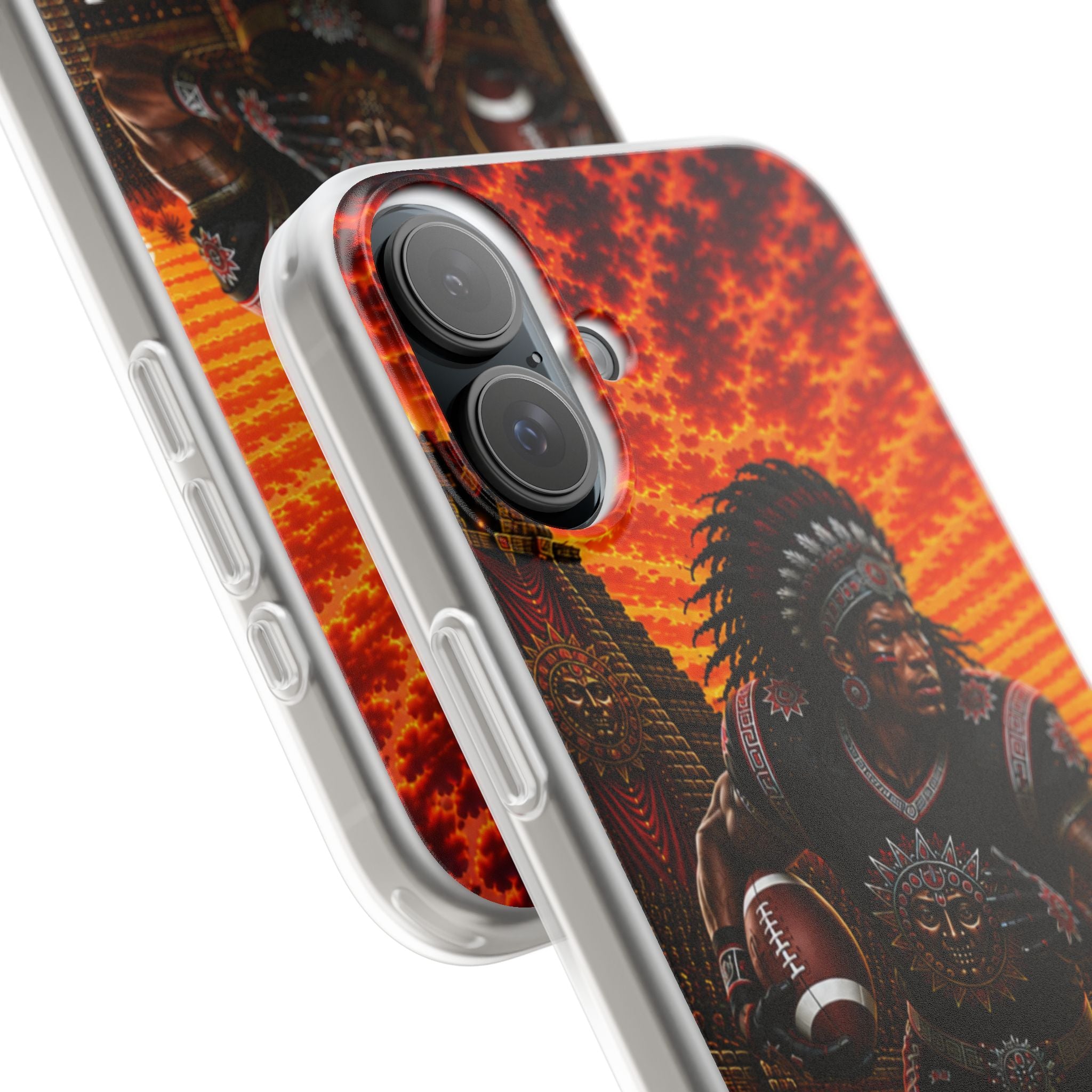 Aztec Football Warrior – Flexi Phone Case (iPhone & Samsung • Clear TPU • Made & Shipped in the USA • 🚚 FREE USA Shipping • Personalized Option)