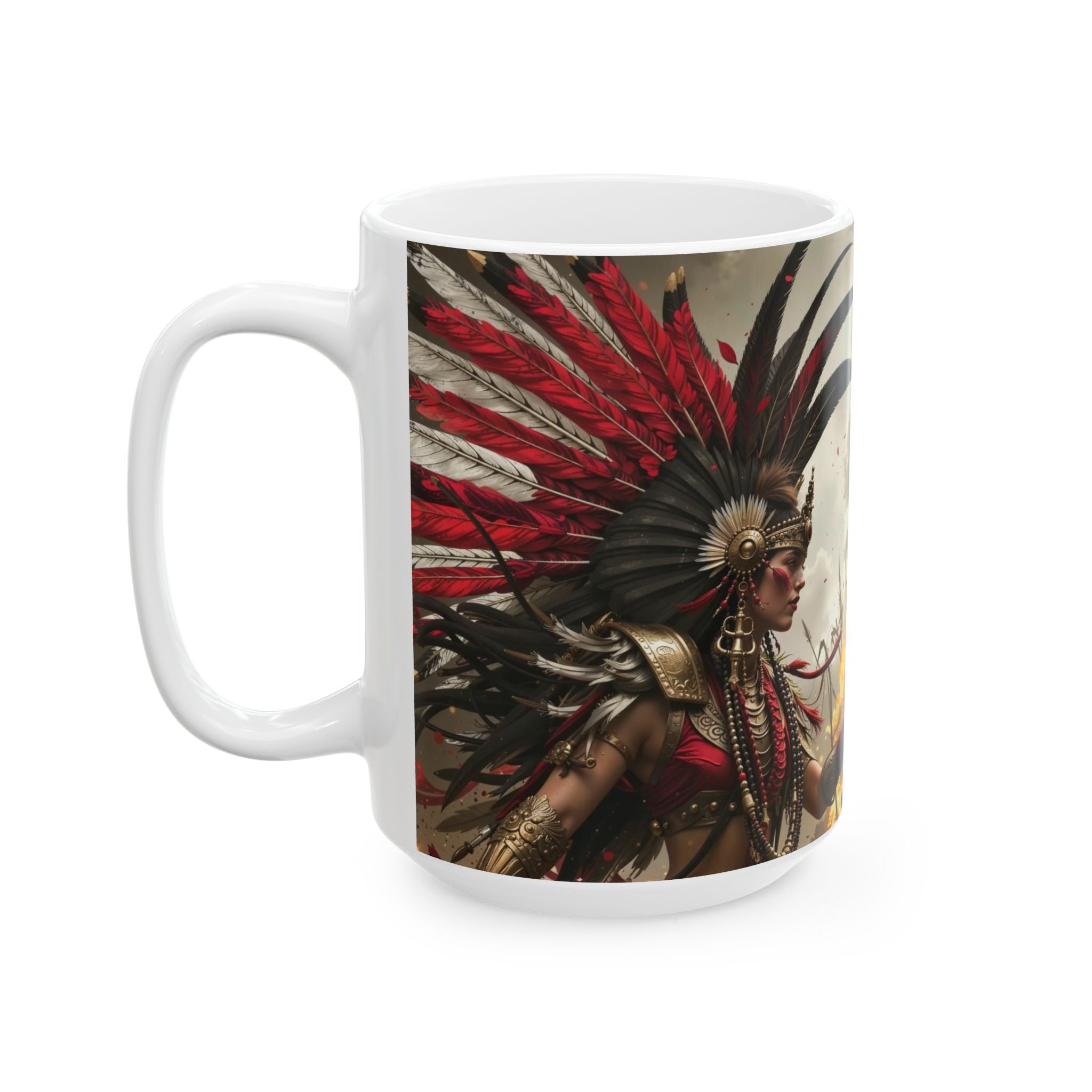 Aztec Warrior Queen – Ceramic Mug (11oz, 15oz • Dishwasher & Microwave Safe • Made in USA • Personalized Option)