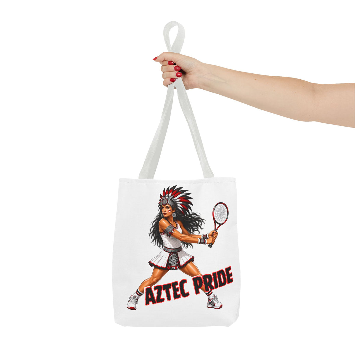 Aztec Tennis Female Warrior Tote Bag | Aztec-Inspired AI Art • Made & Shipped in the USA • 🚚 FREE USA Shipping • FREE Personalization