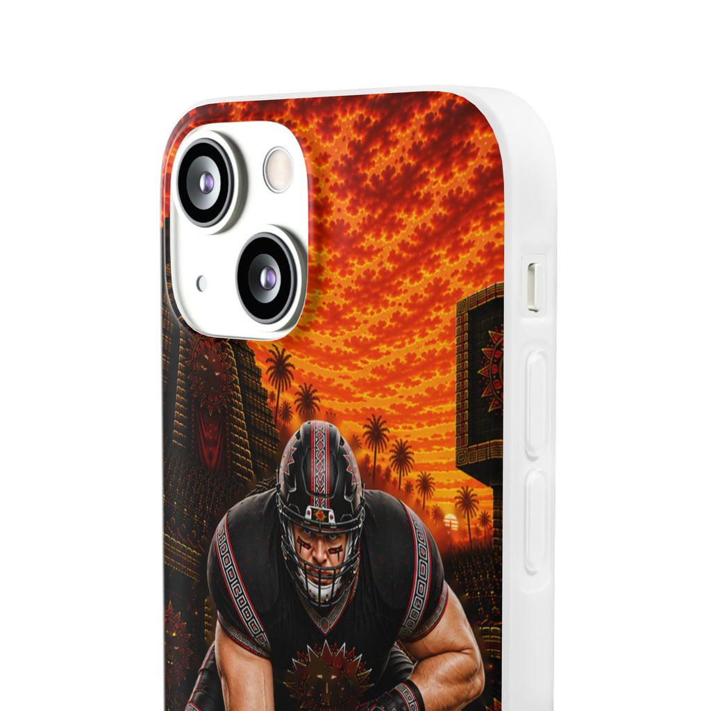 Aztec Football Warrior – Flexi Phone Case (iPhone & Samsung • Clear TPU • Made & Shipped in the USA • 🚚 FREE USA Shipping • Personalized Option)