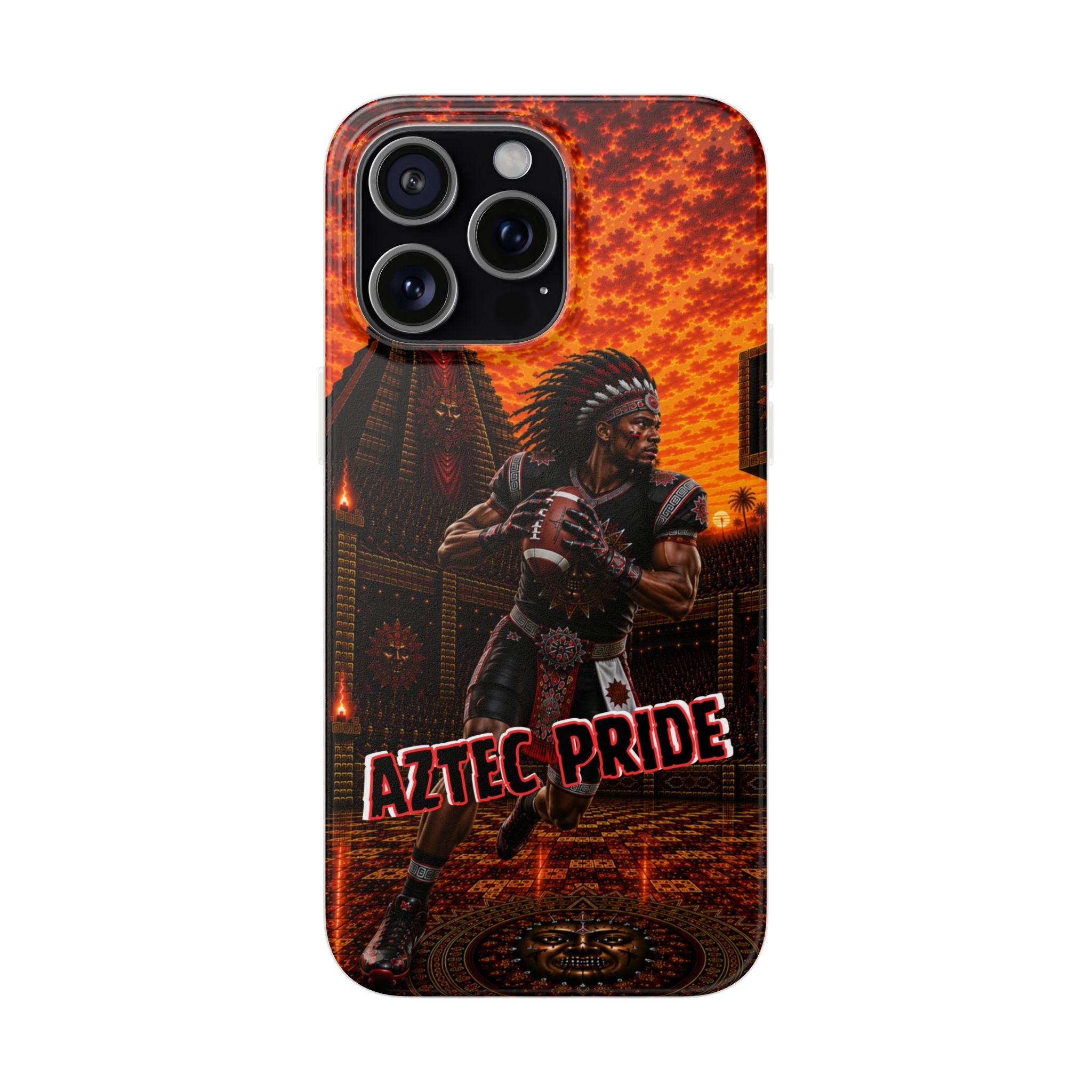 Aztec Football Warrior – Flexi Phone Case (iPhone & Samsung • Clear TPU • Made & Shipped in the USA • 🚚 FREE USA Shipping • Personalized Option)
